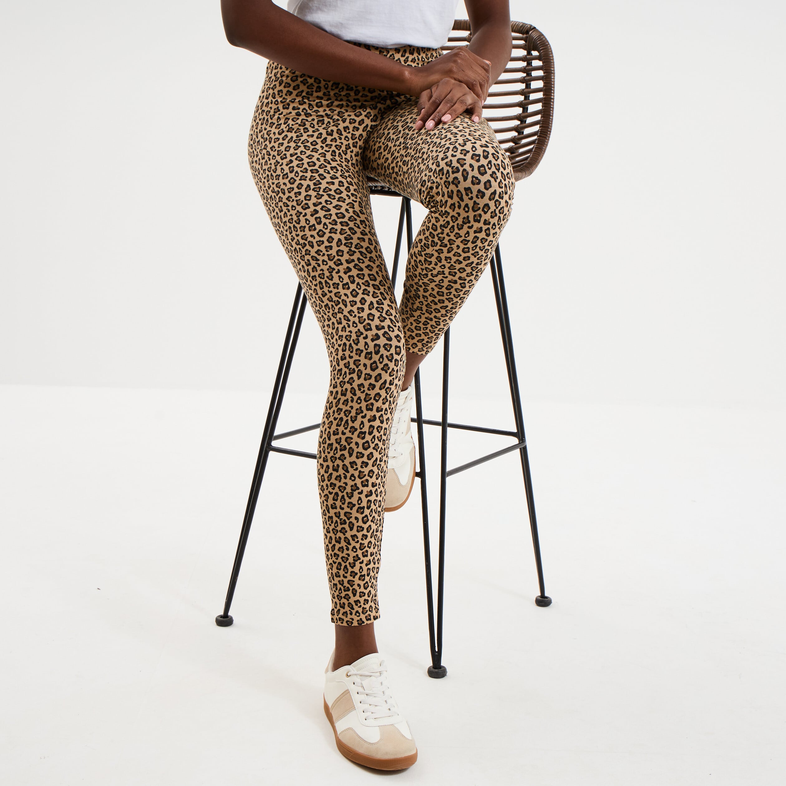 Legging taille haute beige femme