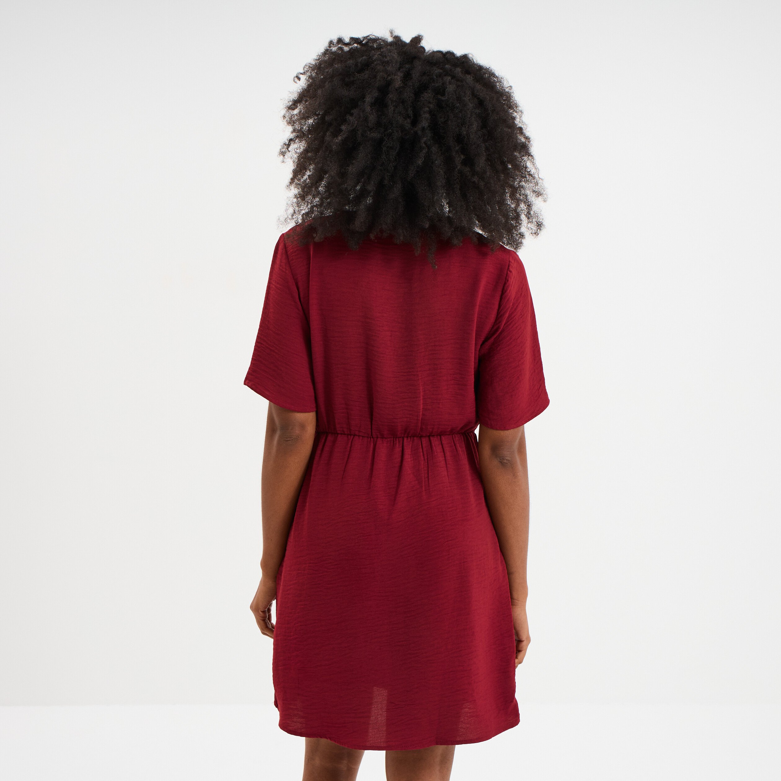 robe courte col cache coeur bordeaux femme Robe courte col cache-coeur bordeaux femme