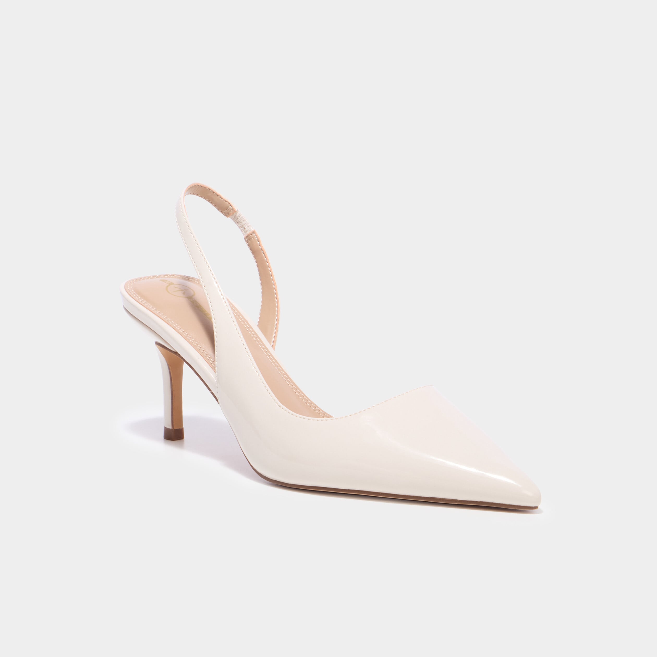 Escarpins slingback talons aiguilles ivoire femme