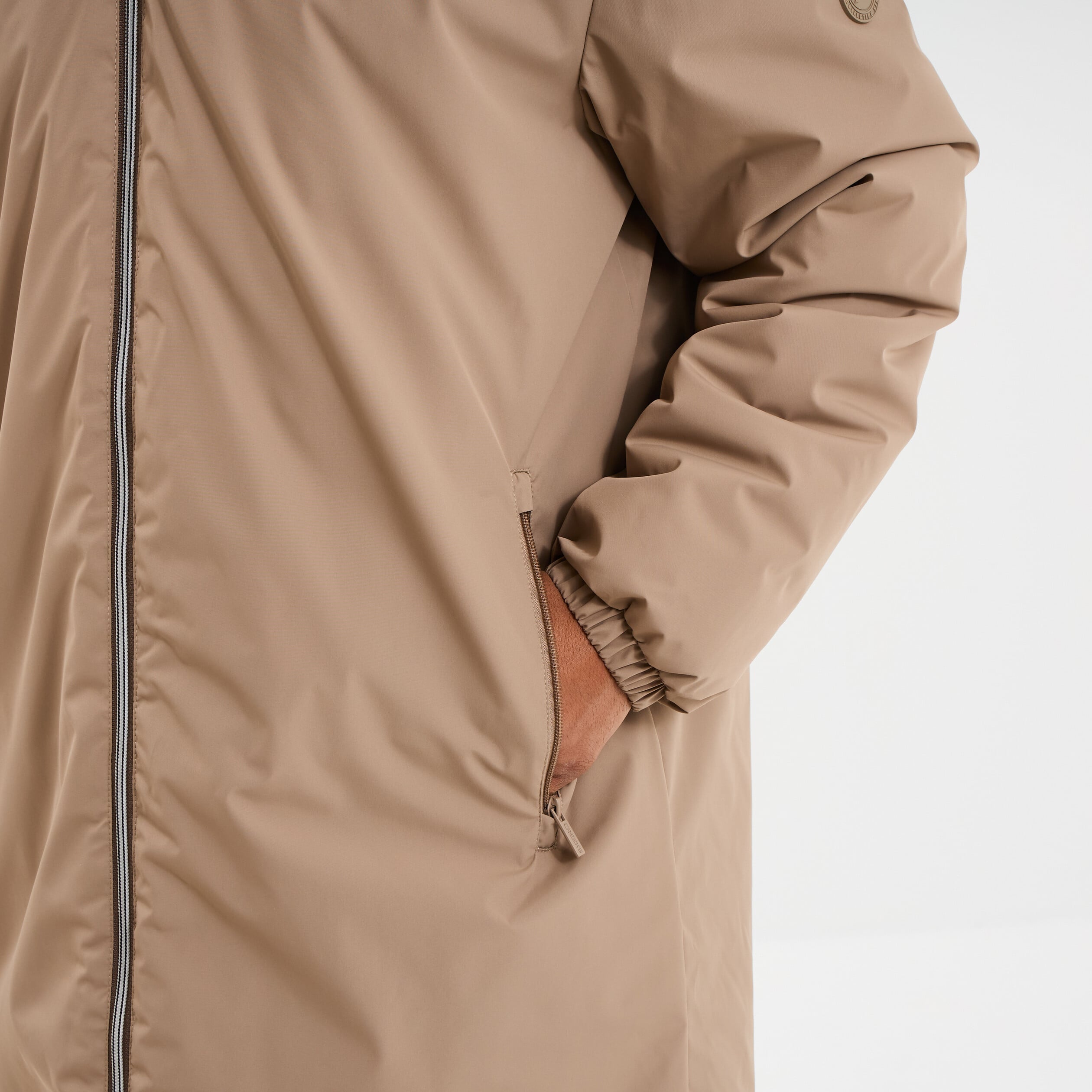 Parka d&eacute;perlante doubl&eacute;e &agrave; capuche taupe homme