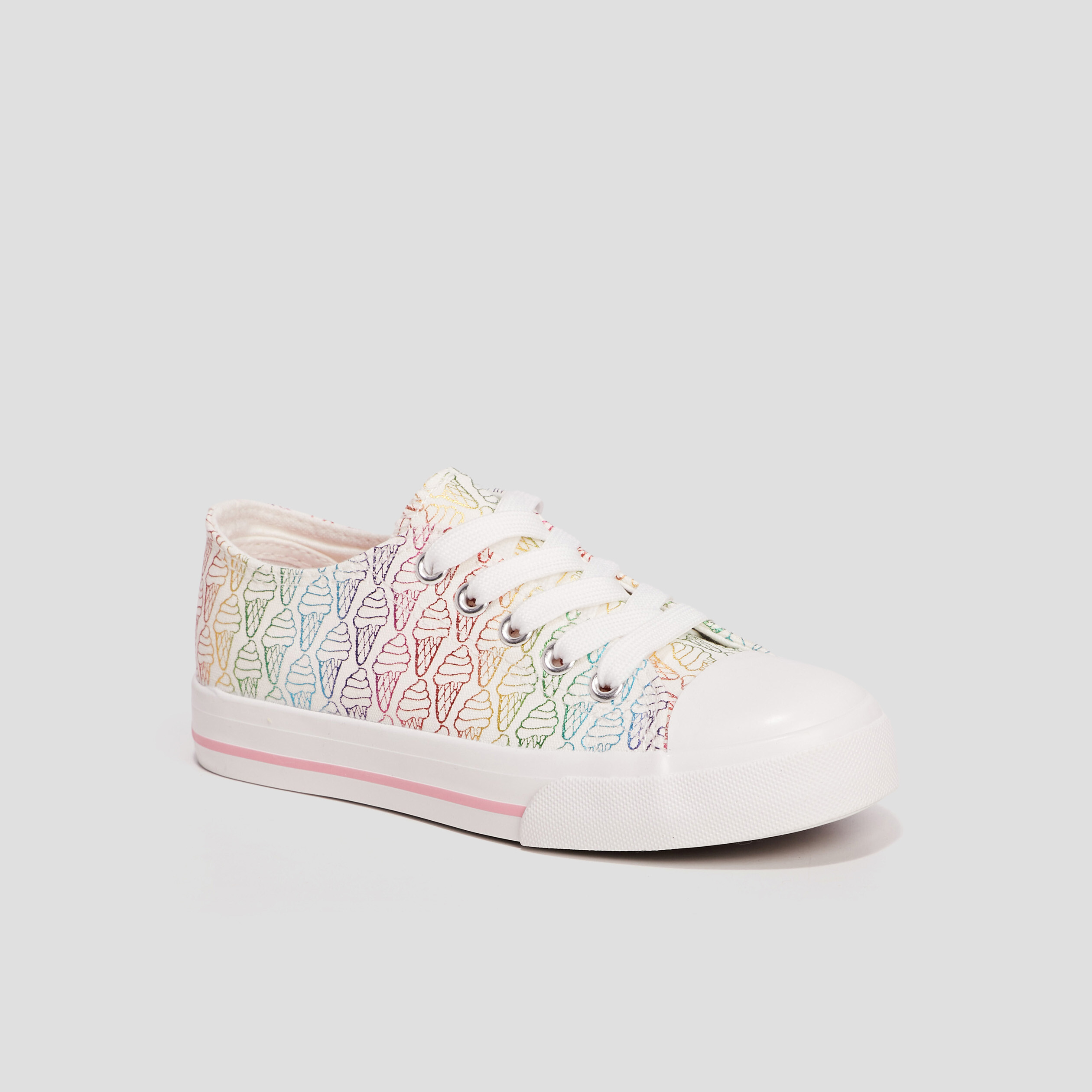 tennis en toile a lacets multicolore fille Tennis en toile à lacets multicolore fille