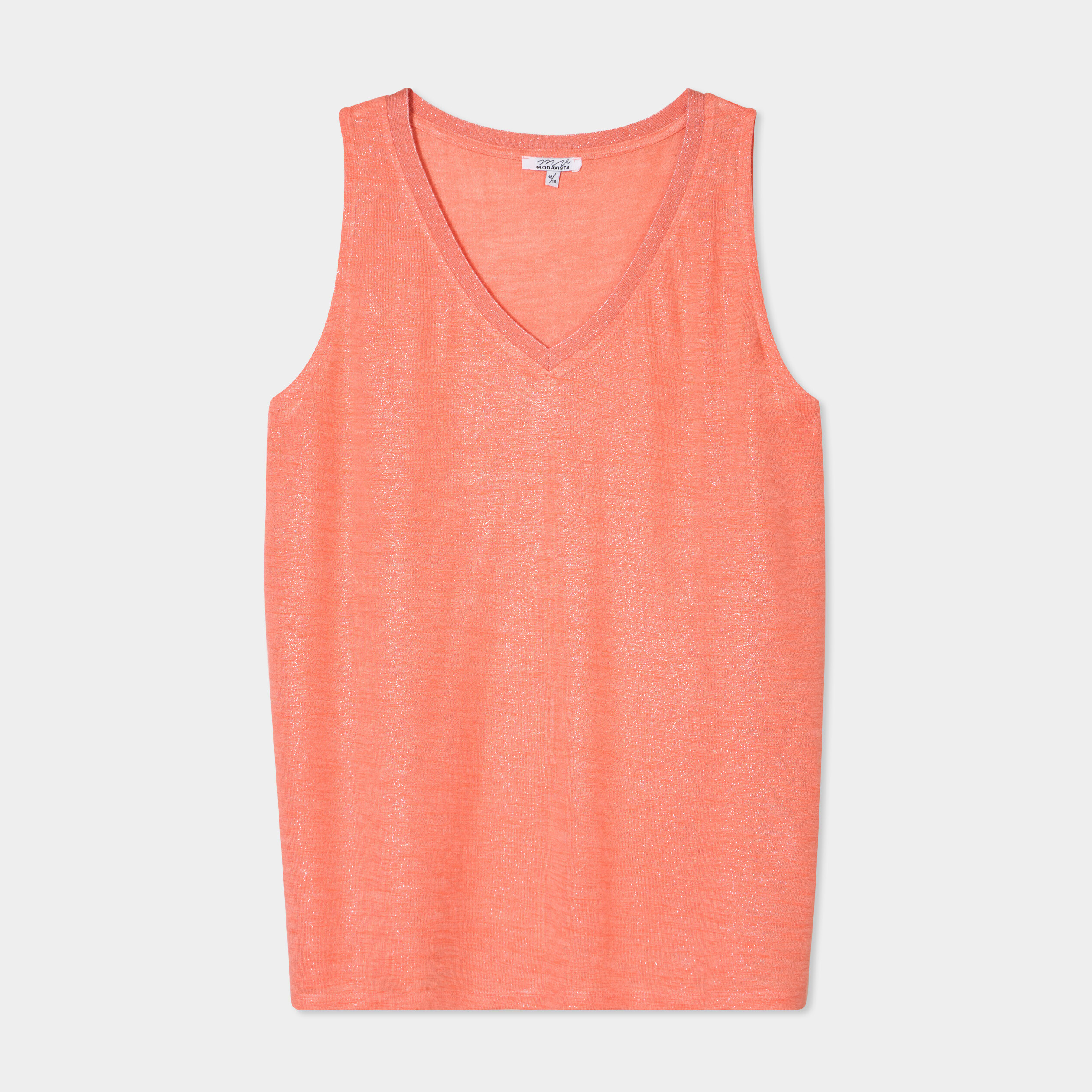 debardeur droit col en v sans manches rose corail femmegt Débardeur droit col en V sans manches rose corail femme grande taille