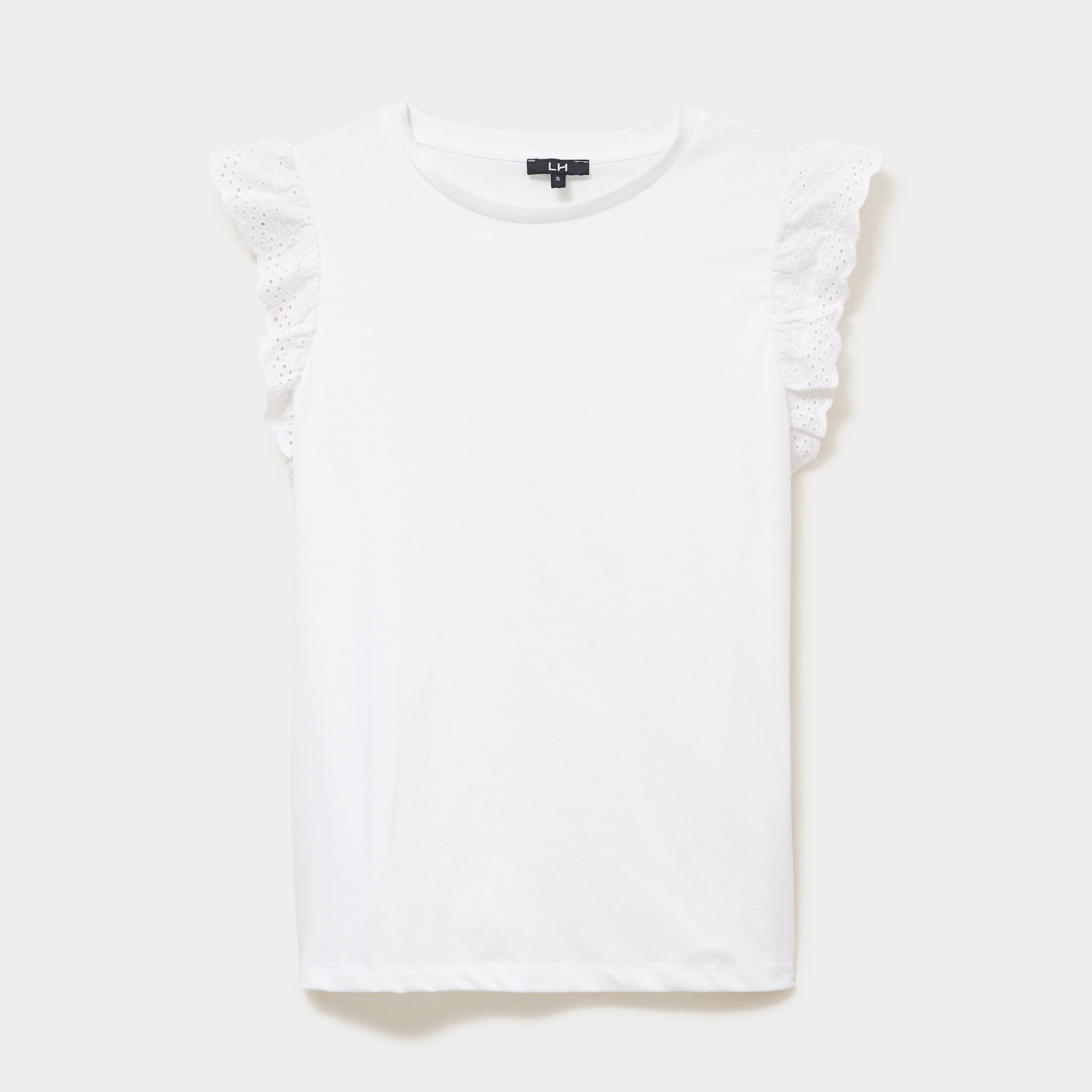 D&eacute;bardeur volants broderie anglaise blanc femme