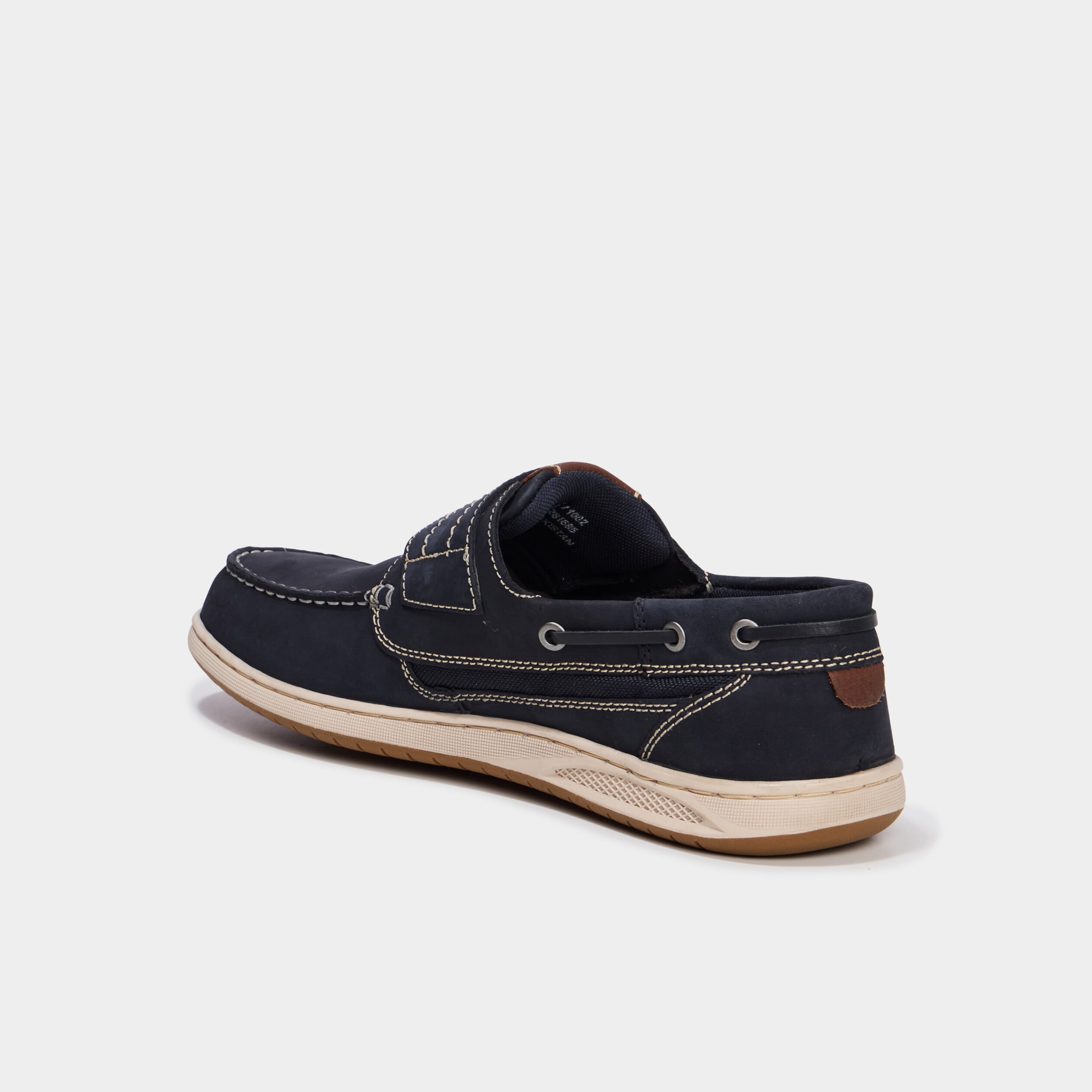 Chaussures bateau en cuir &agrave; scratch bleu homme