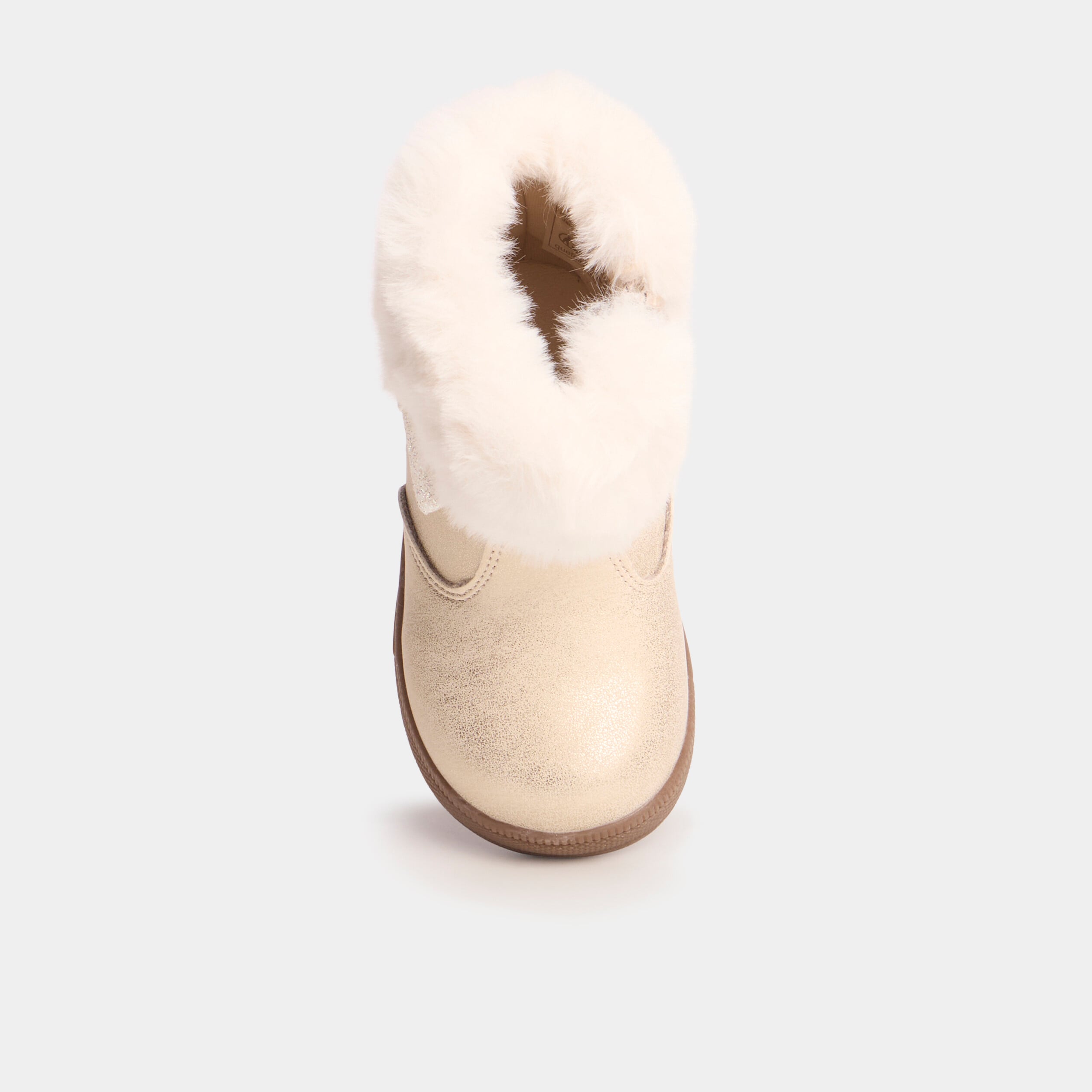 Boots d&eacute;tails fausse fourrure ivoire b&eacute;b&eacute; fille
