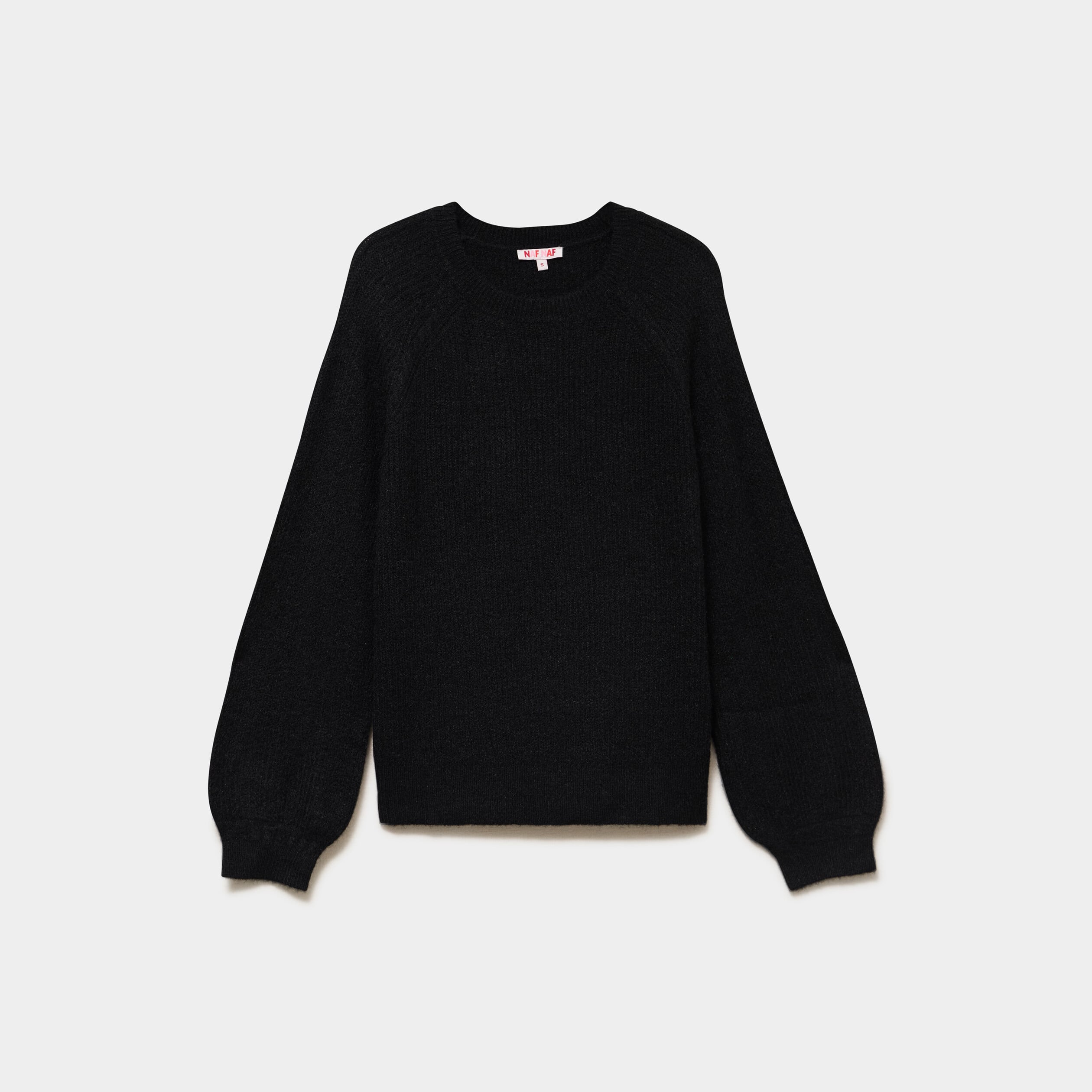 Pull col rond manches longues noir femme
