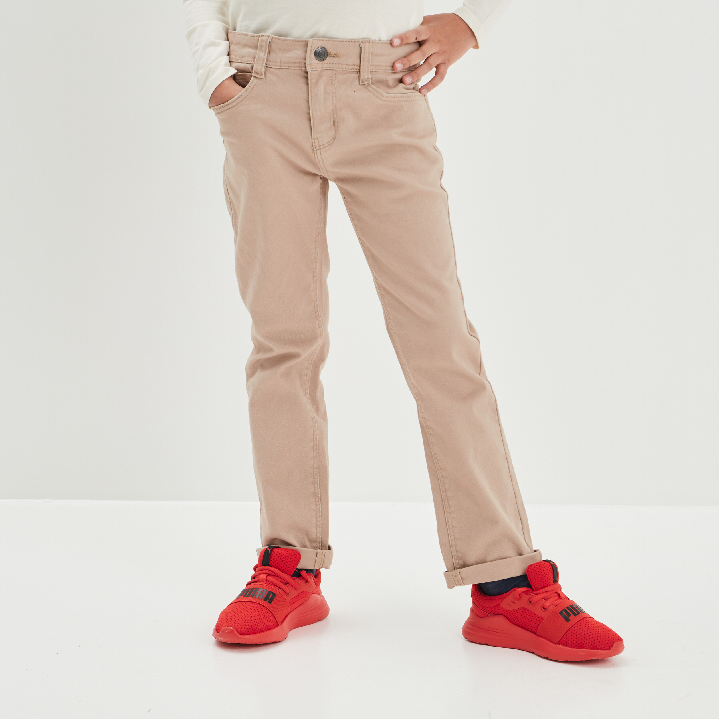 Pantalon regular avec poches sable garçon