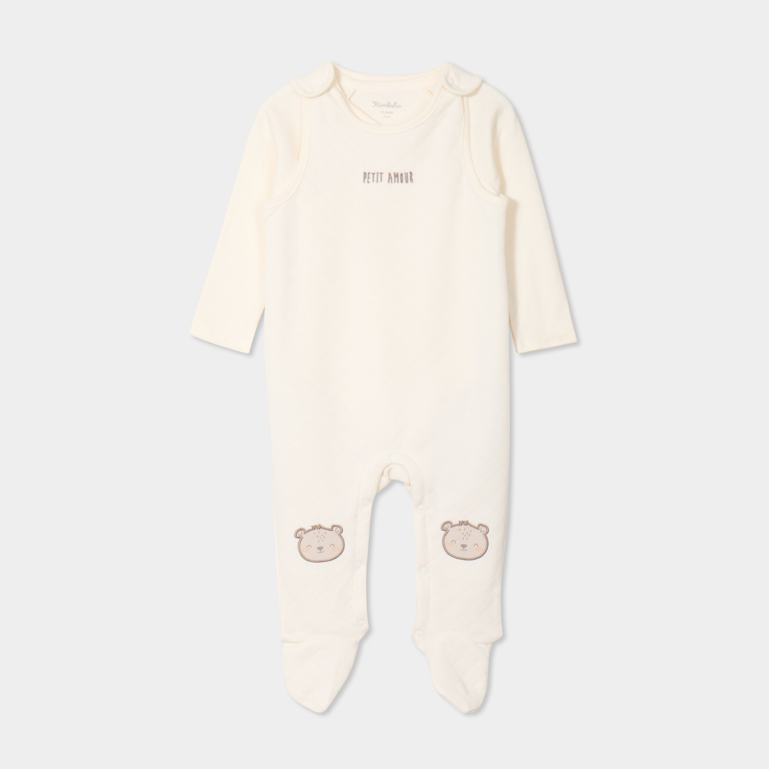 Ensemble 3 pi&egrave;ces dors-bien body gilet creme b&eacute;b&eacute;