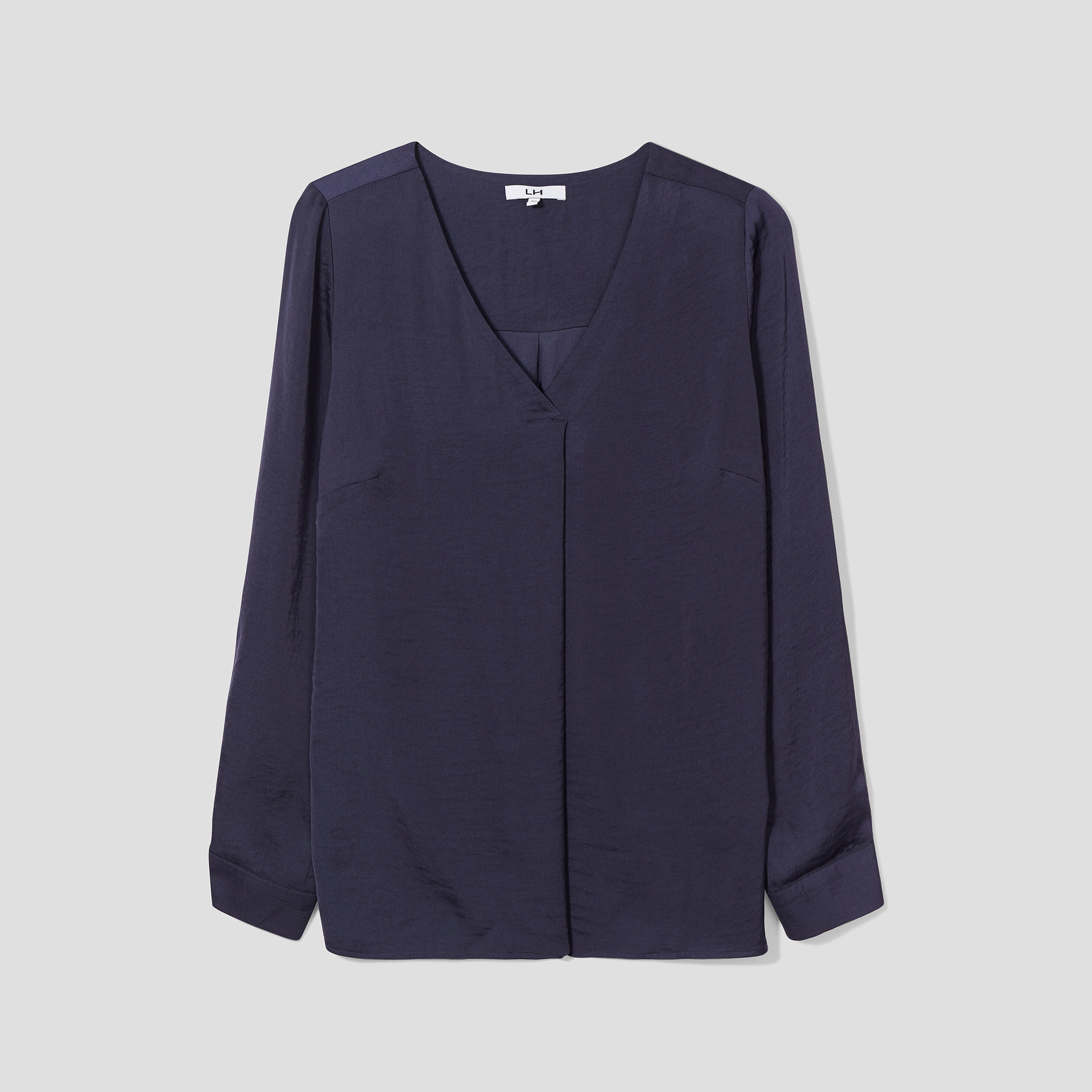 Blouse &agrave; revers manches 3/4 bleu fonc&eacute; femme