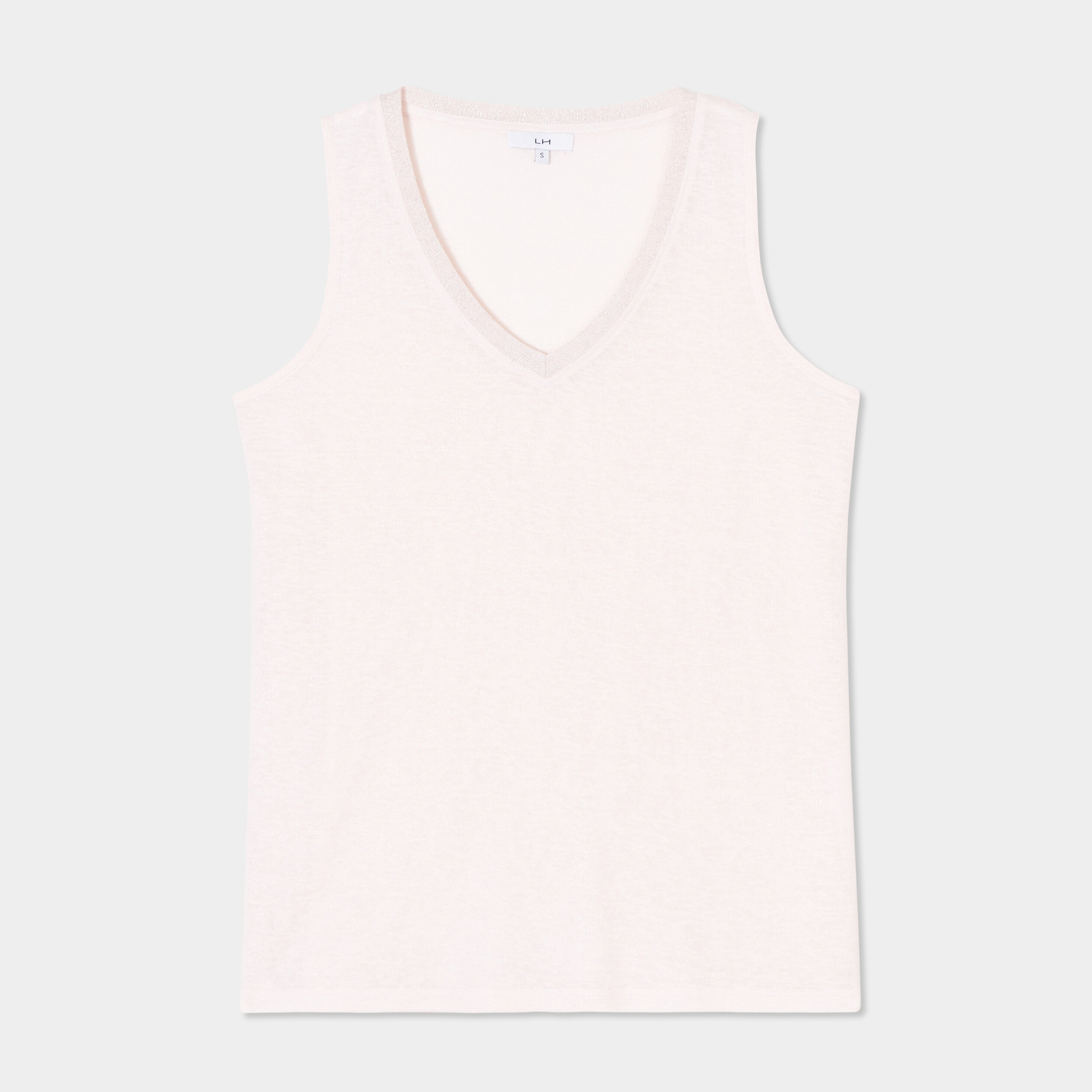 Débardeur col en V sans manches rose clair femme