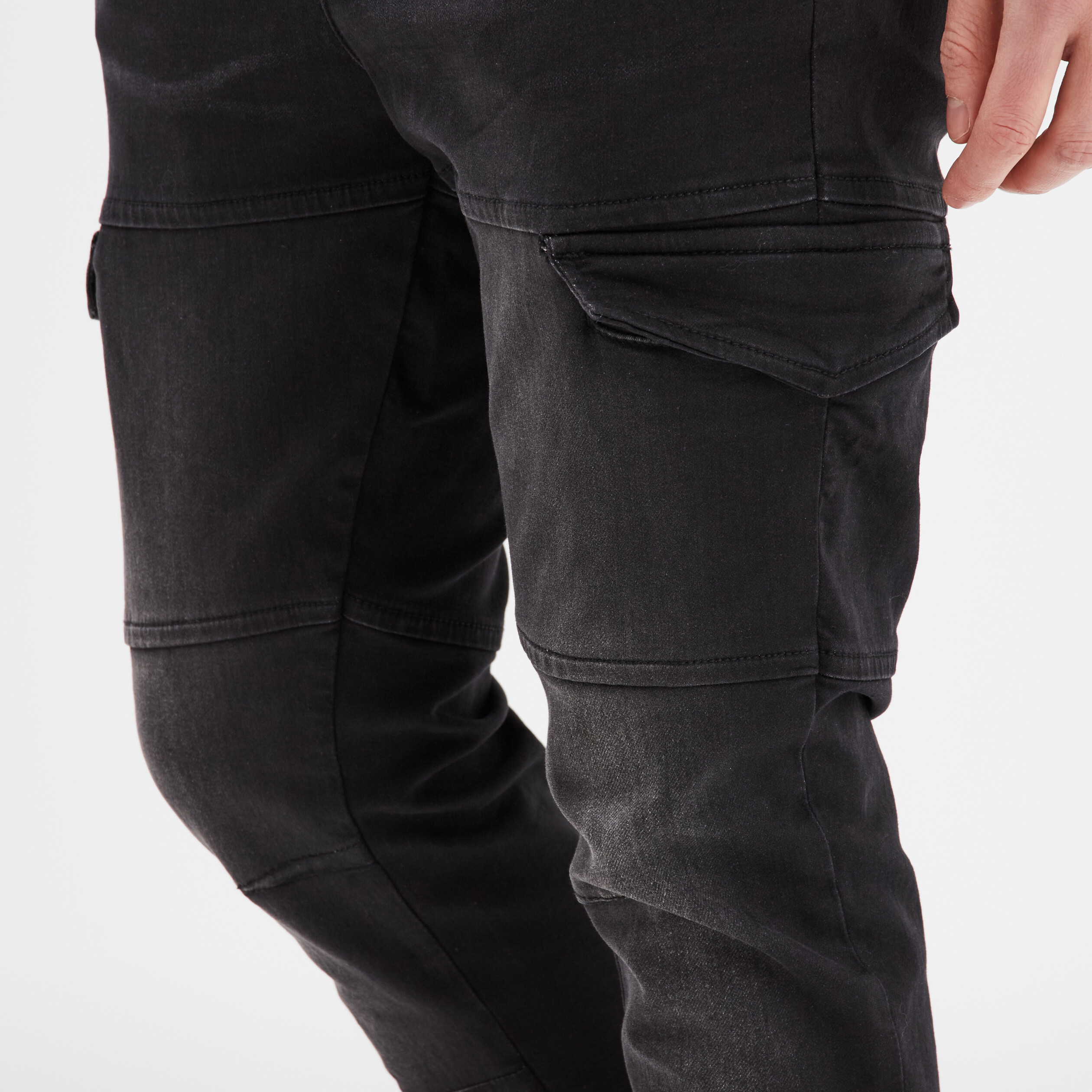 Pantalon skinny stretch 2 poches c&ocirc;t&eacute;s noir homme