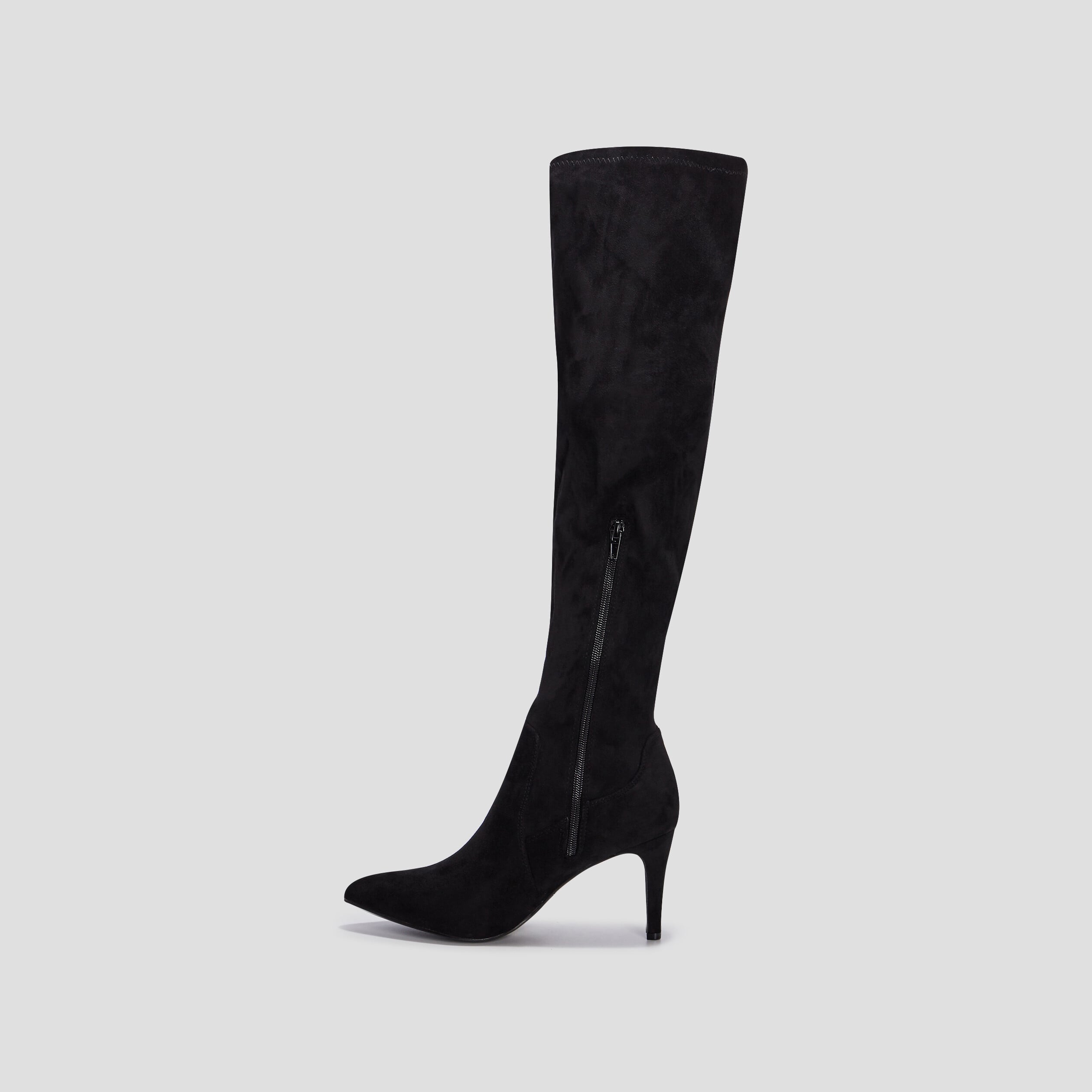 Cuissardes zipp&eacute;es effet su&eacute;dine noir femme