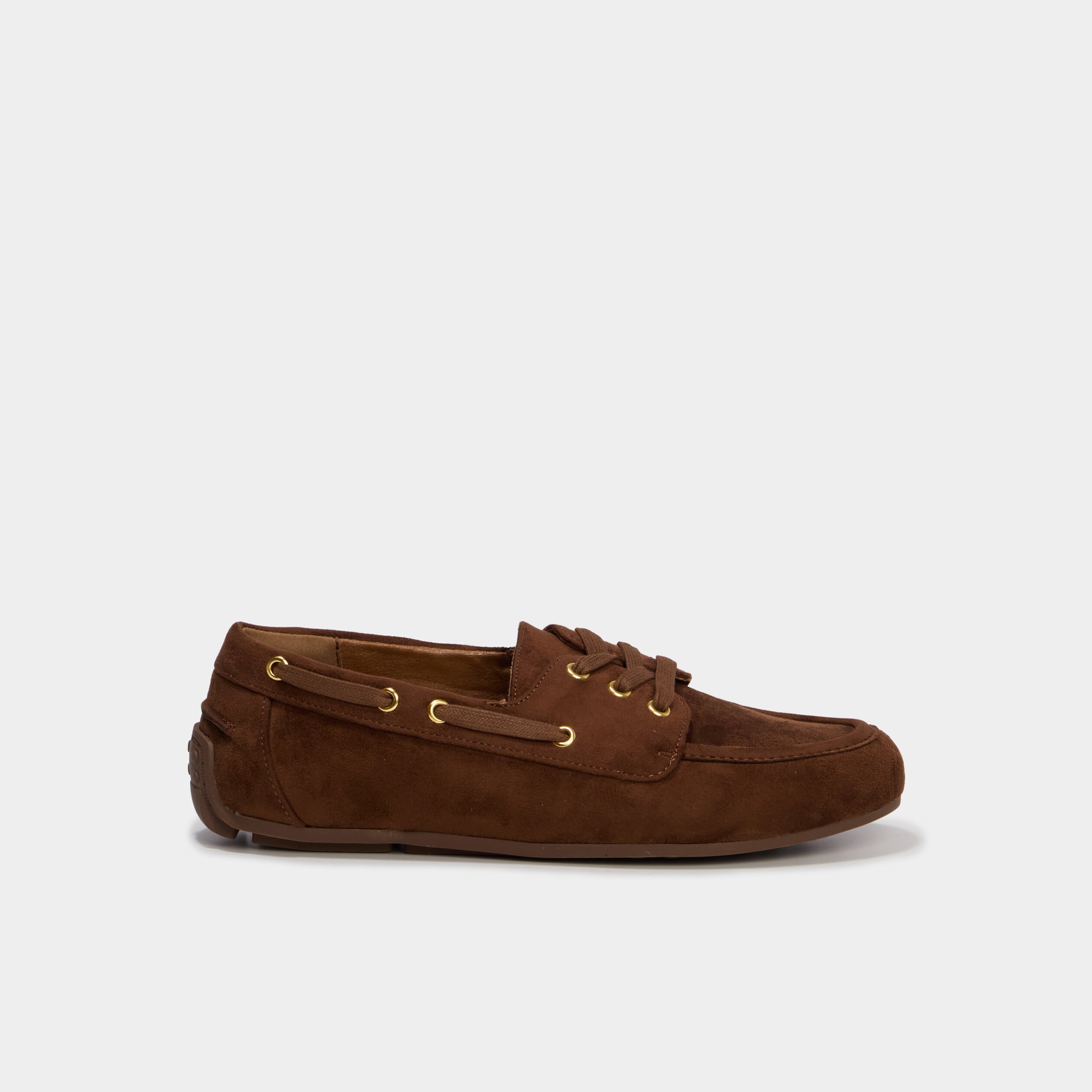 Mocassin en su&eacute;dine &agrave; lacets marron femme