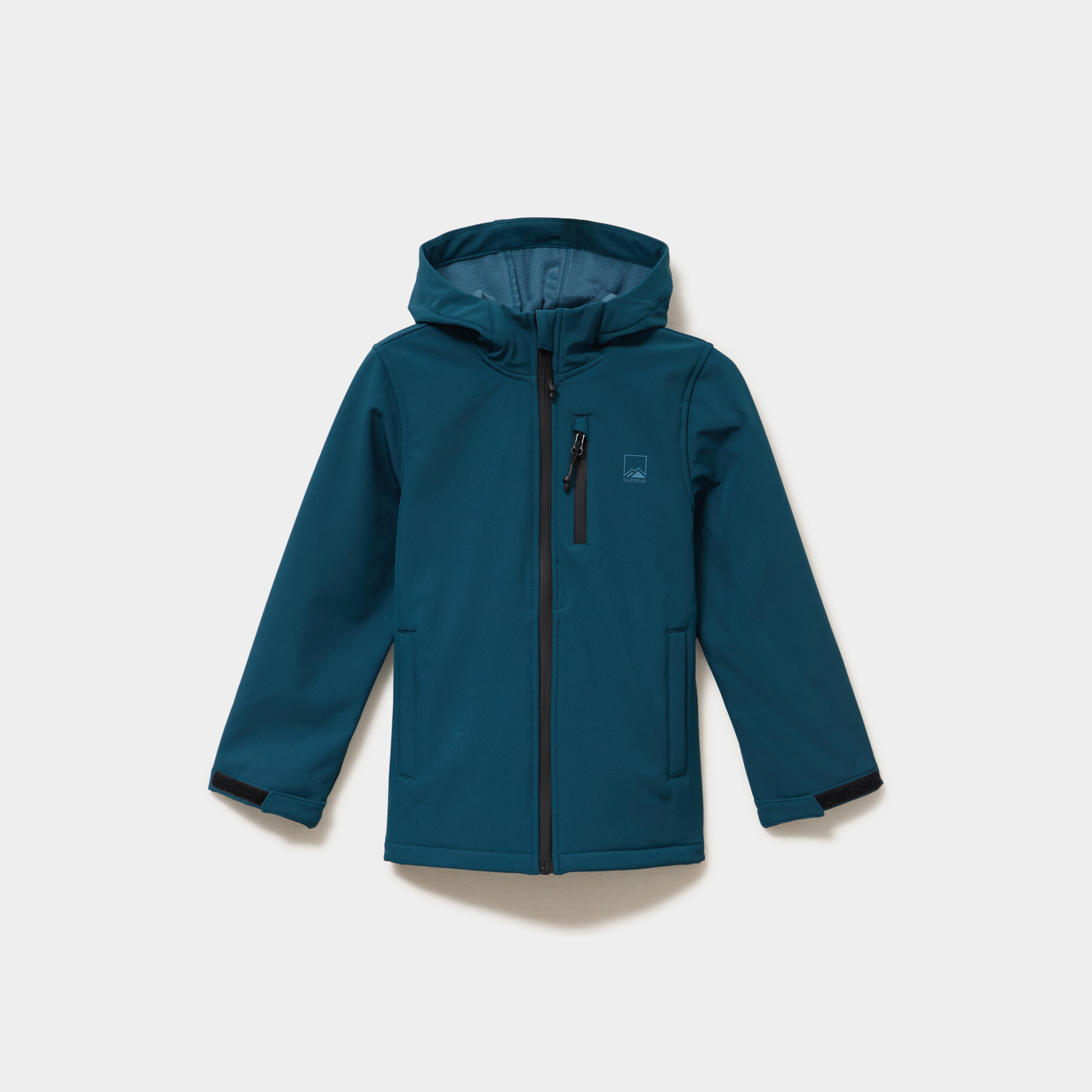 Blouson d&eacute;perlant fourr&eacute; &agrave; capuche bleu canard gar&ccedil;on