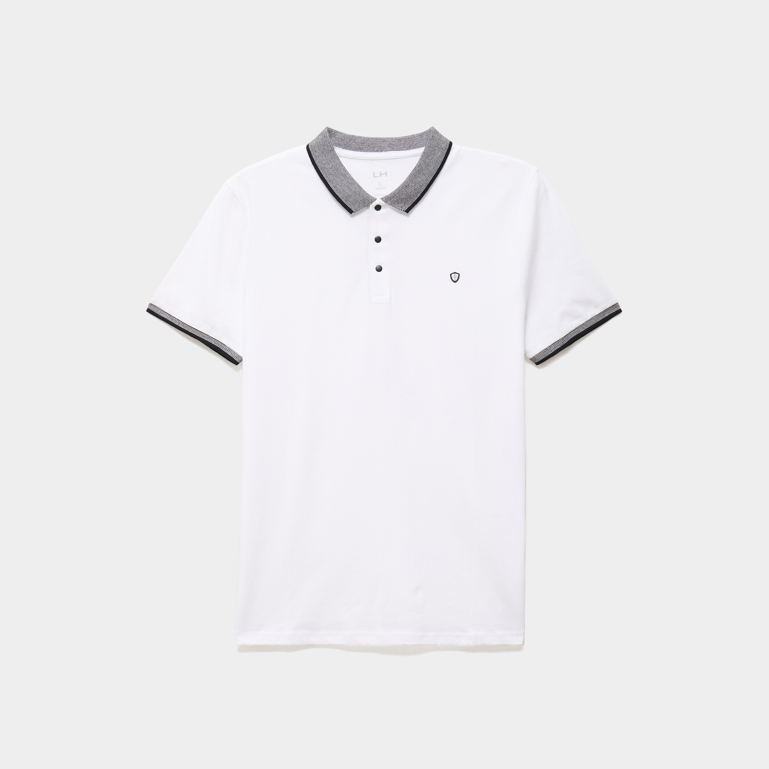 Polo slim manches courtes stretch blanc homme