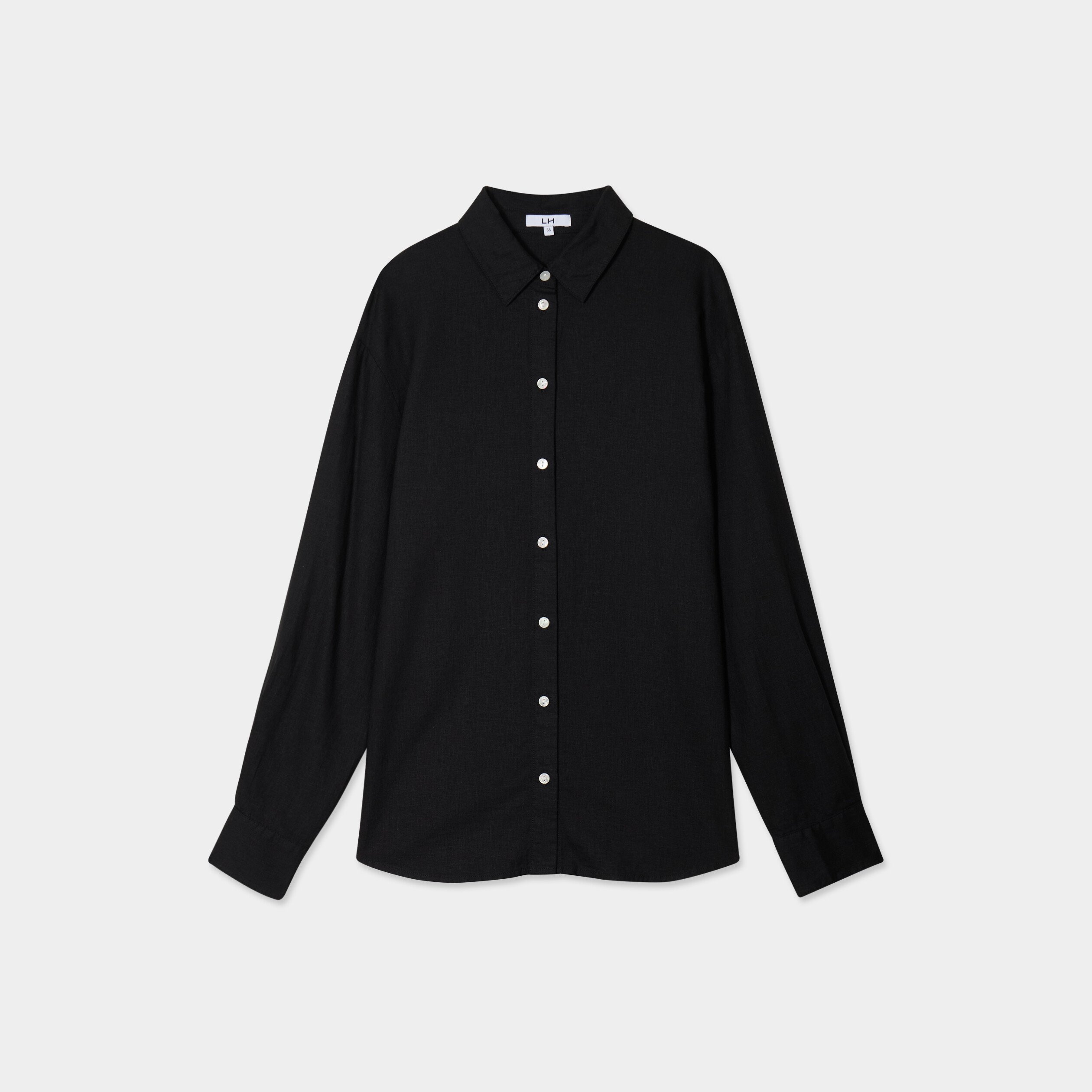 chemise oversize lin melange noir femme Chemise oversize lin mélangé noir femme
