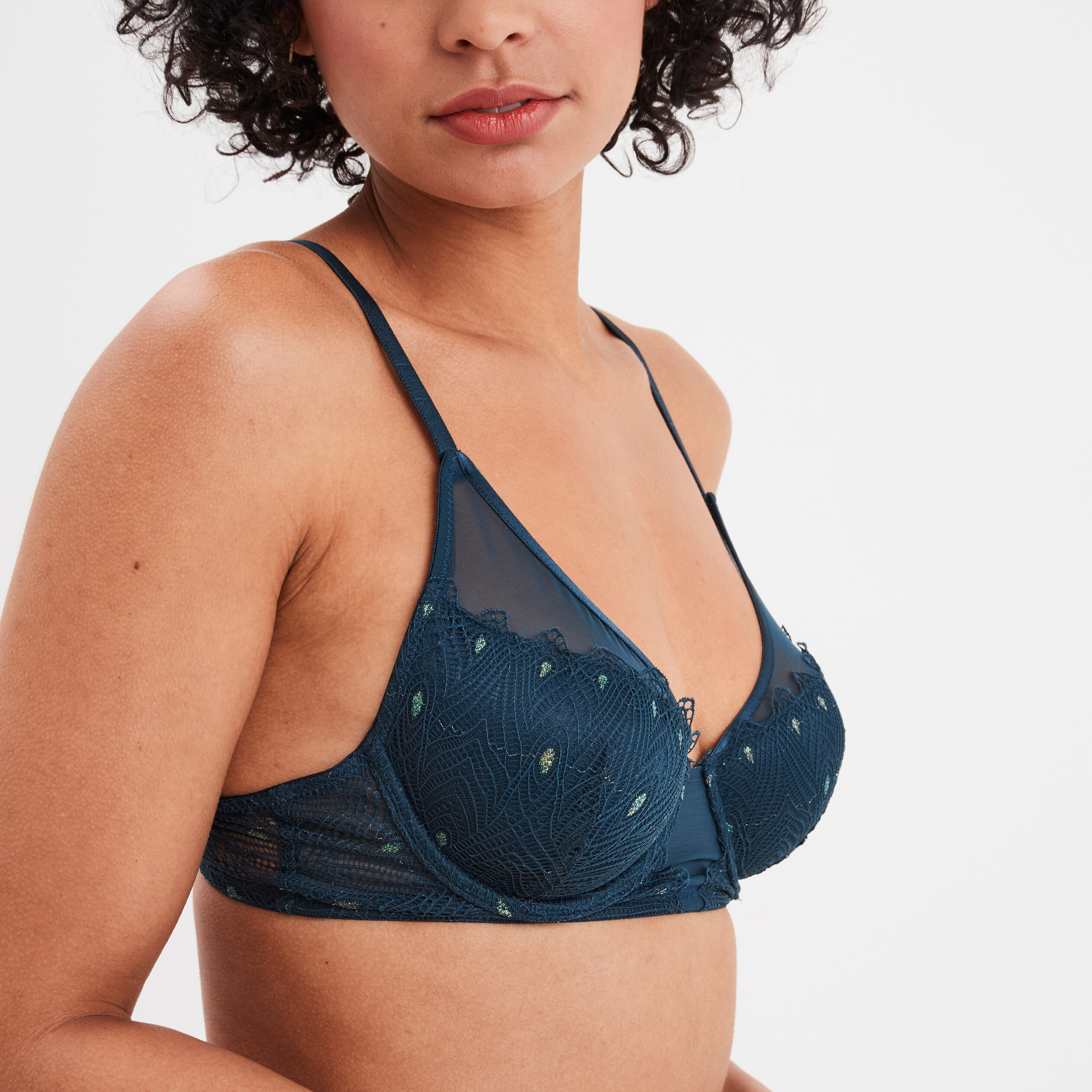 soutien gorge emboitant padde dentelle bleu canard femme Soutien-gorge emboîtant paddé dentelle bleu canard femme