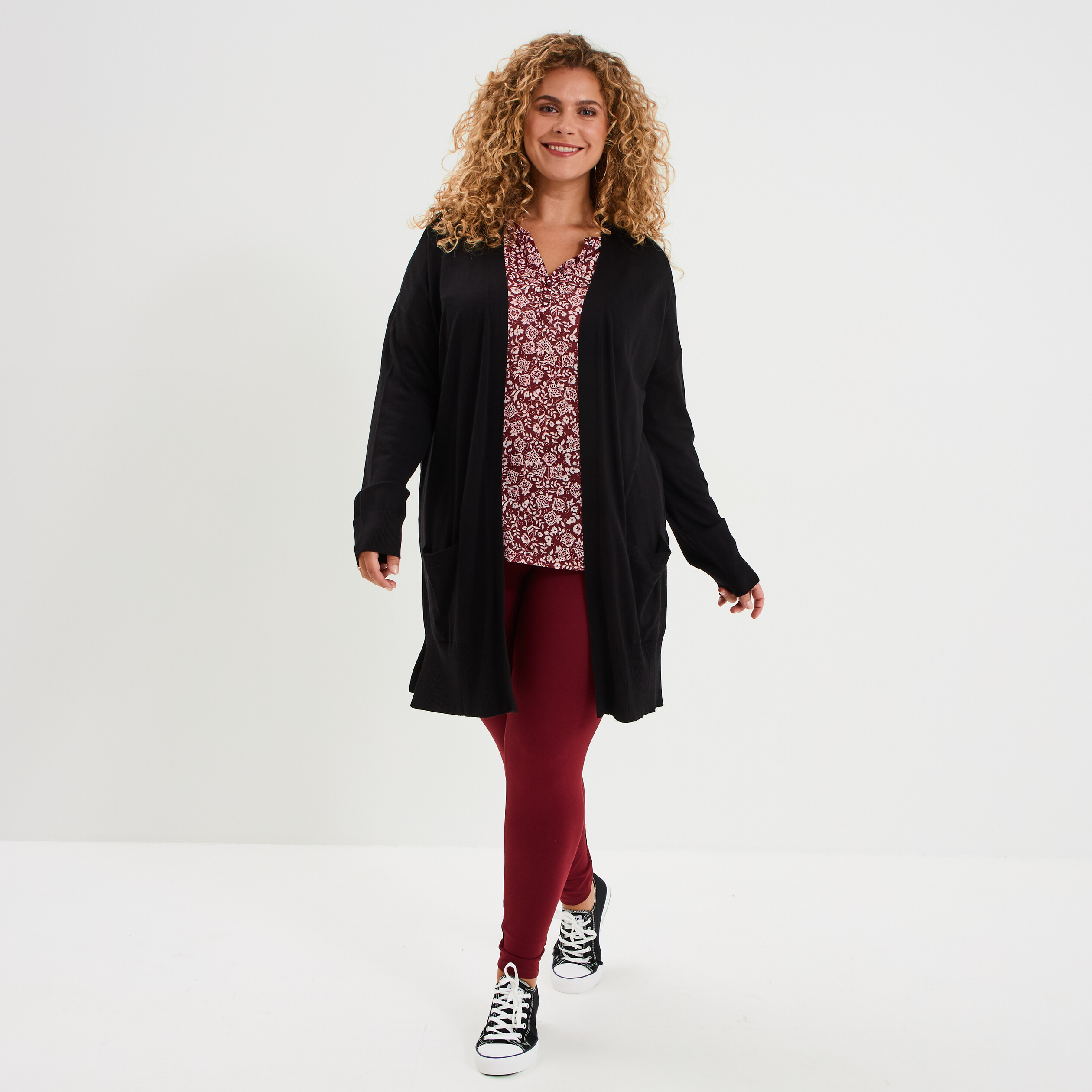 t shirt col tunisien manches 34 bordeaux femmegt T-shirt col tunisien manches 3/4 bordeaux femme grande taille