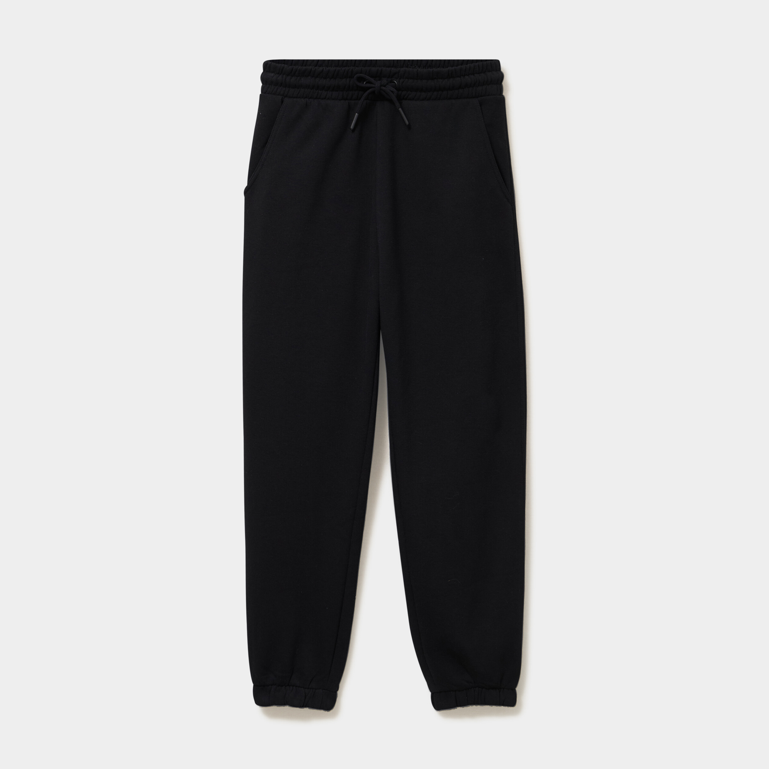 Pantalon jogging droit molleton noir femme