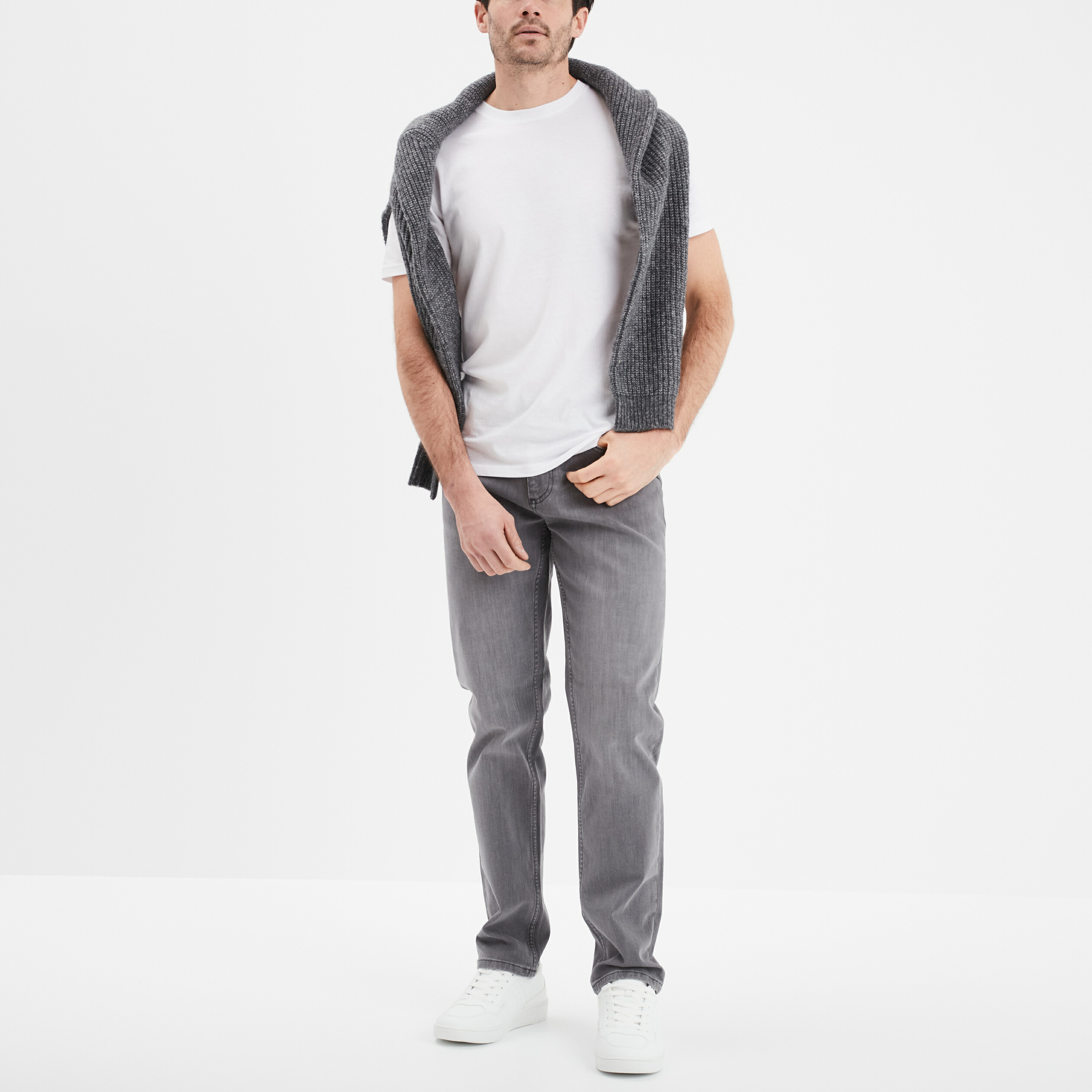 Jeans regular 5 poches Creeks denim gris homme
