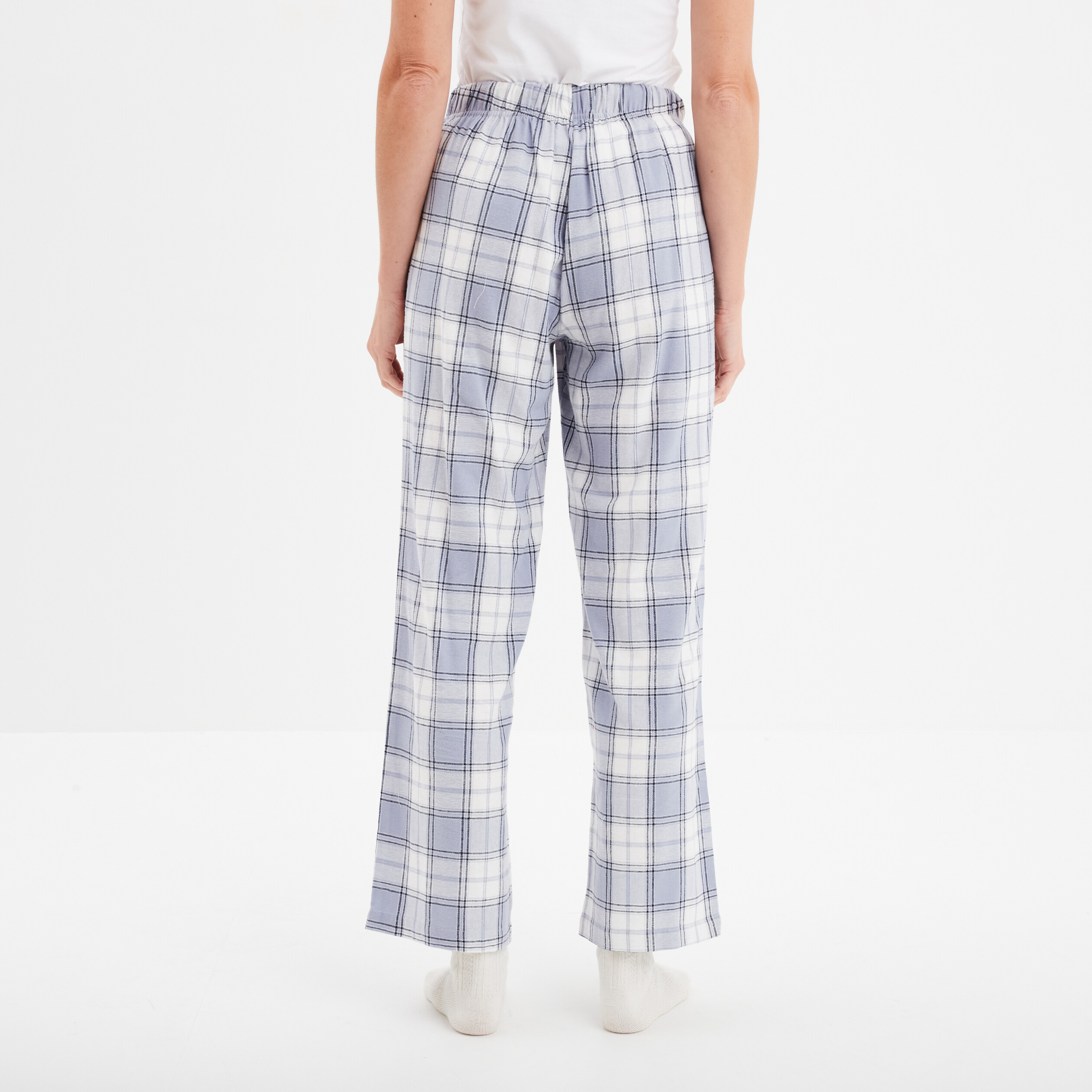 pantalon de pyjama en coton ajusable bleu femme Pantalon de pyjama en coton ajusable bleu femme