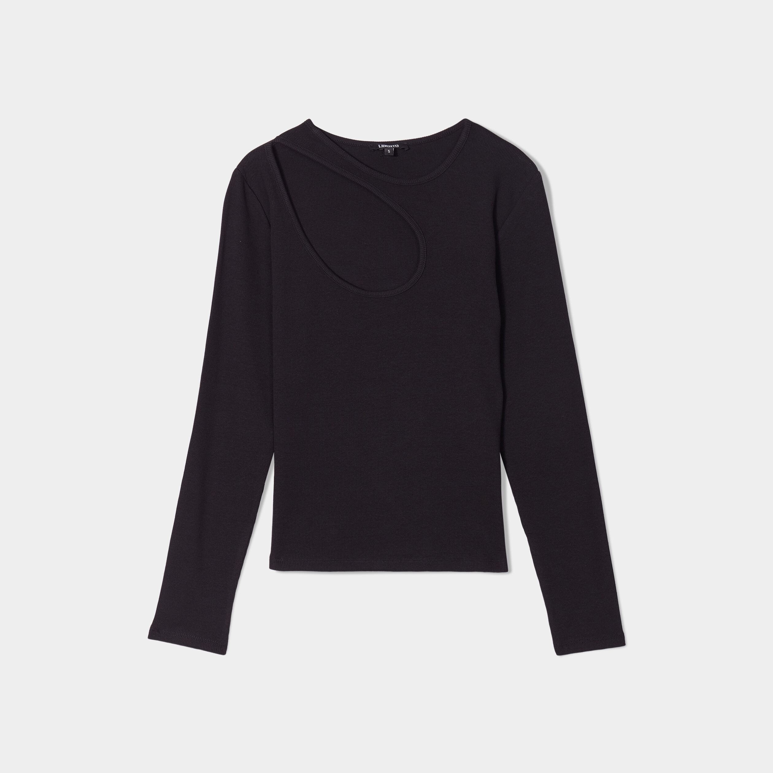 T-shirt côtelé avec ouverture Liberto noir femme