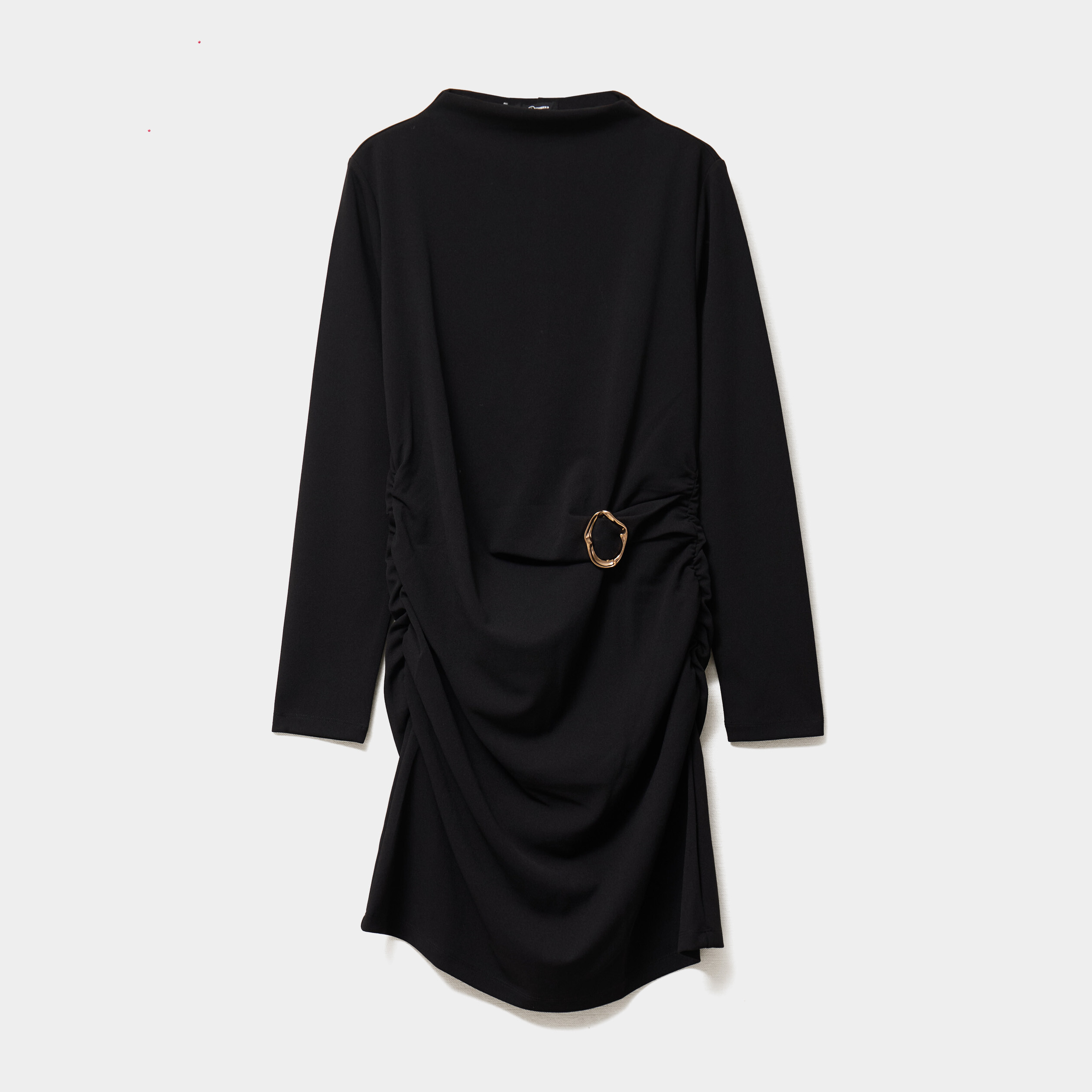 robe avec boucle et fronces noir femme Robe avec boucle et fronces noir femme