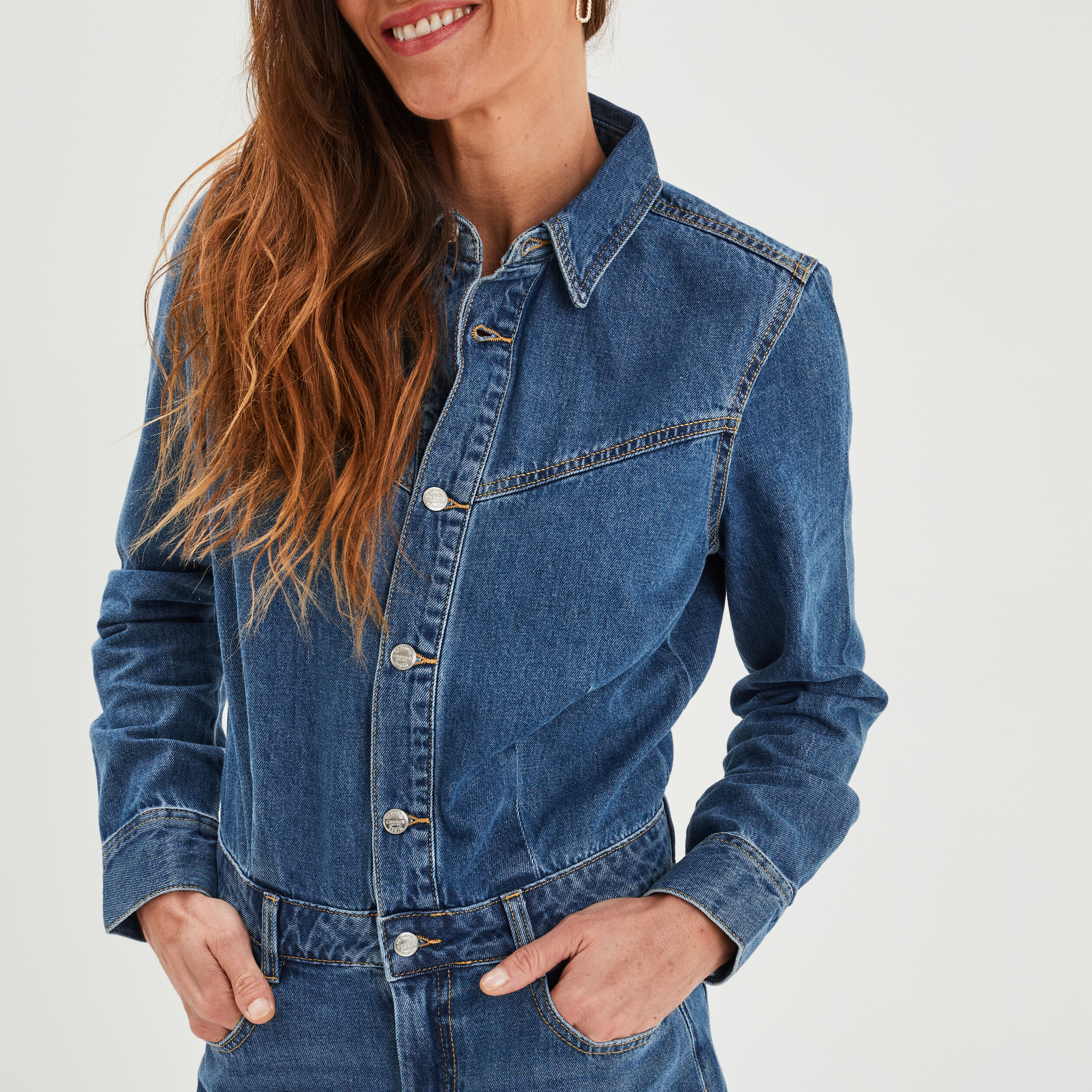 combinaison pantalon en jean creeks denim stone femme Combinaison pantalon en jean Creeks denim stone femme