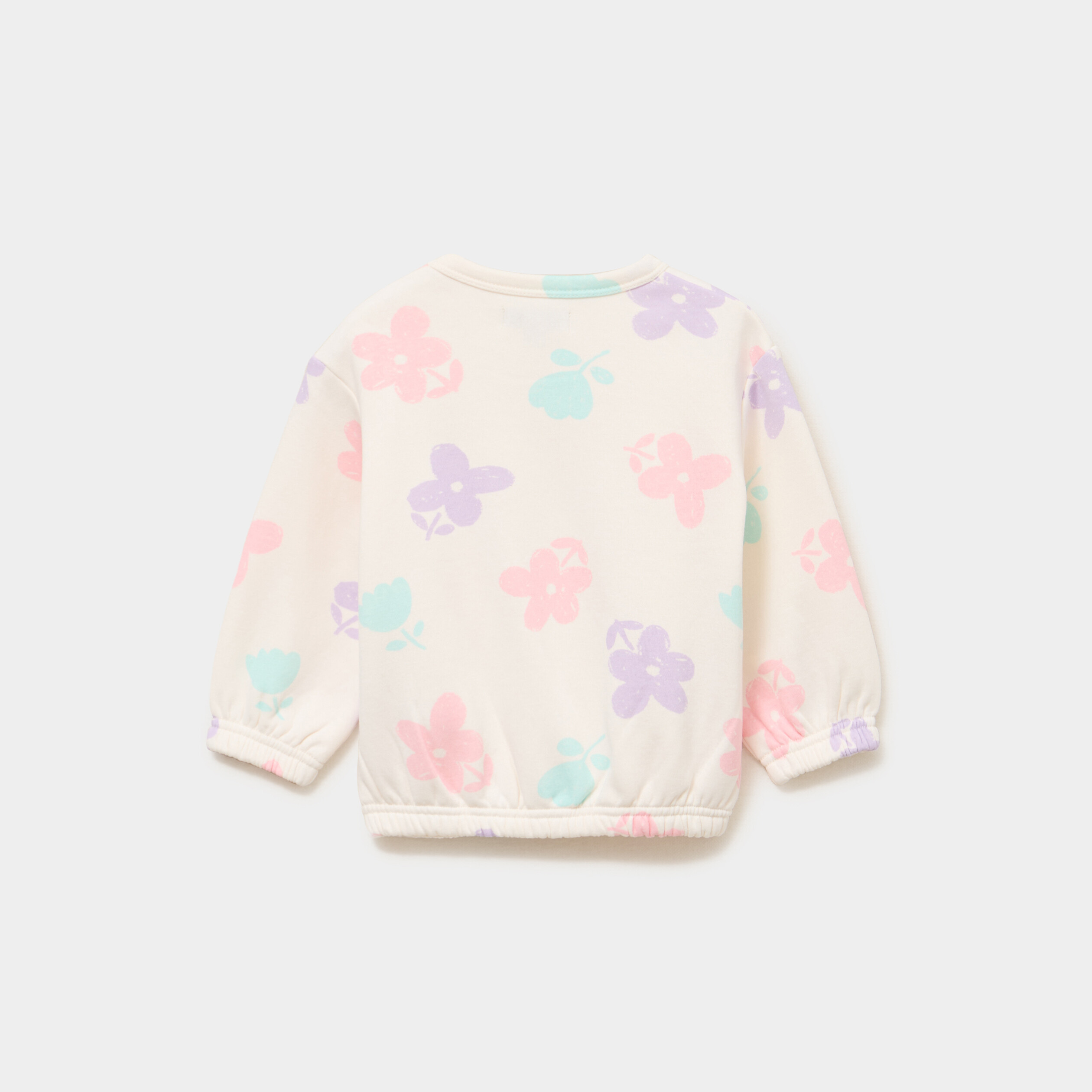 Sweat molletonn&eacute; manches longues creme b&eacute;b&eacute; fille