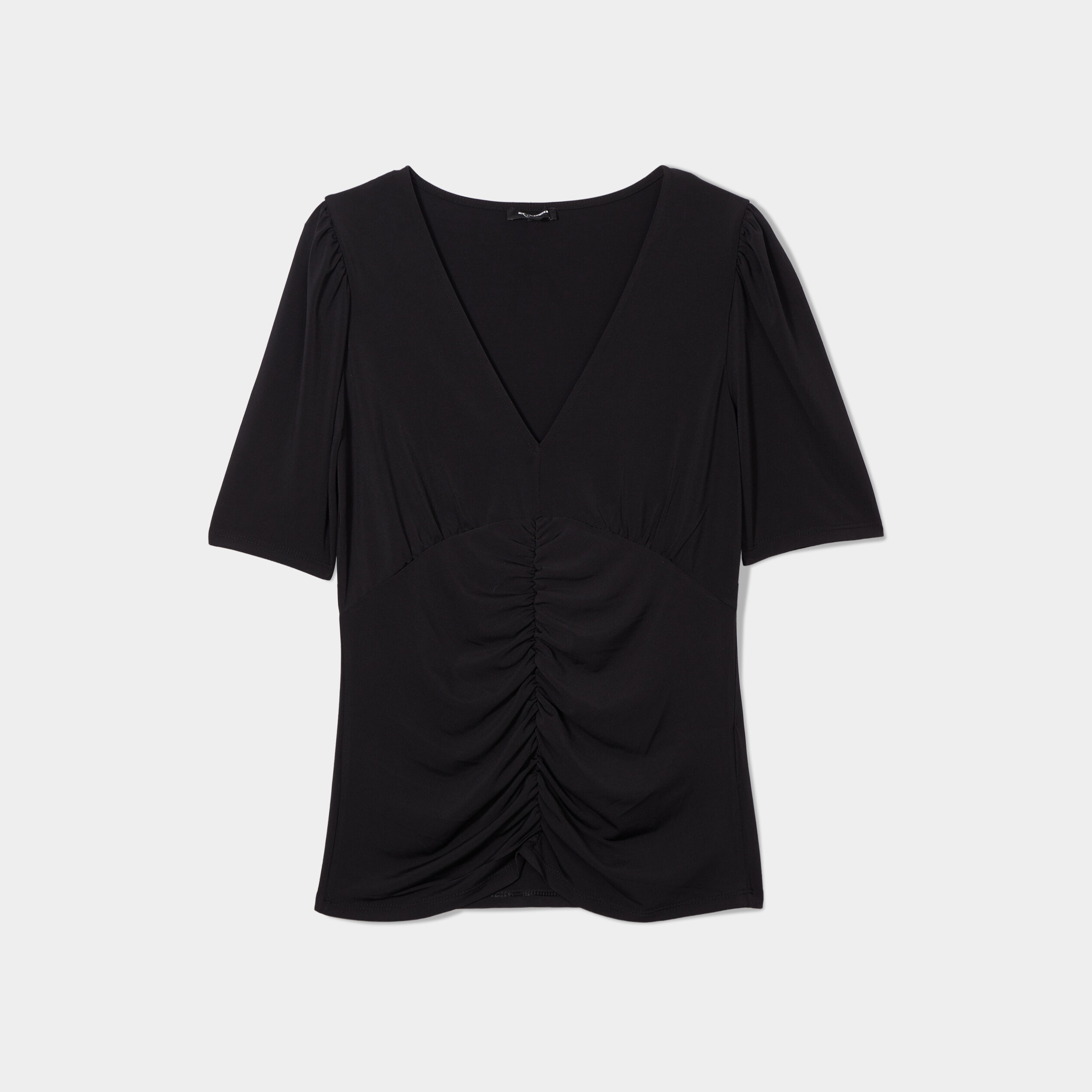 t shirt fronces col en v mosquitos noir femme T-shirt fronces col en V Mosquitos noir femme