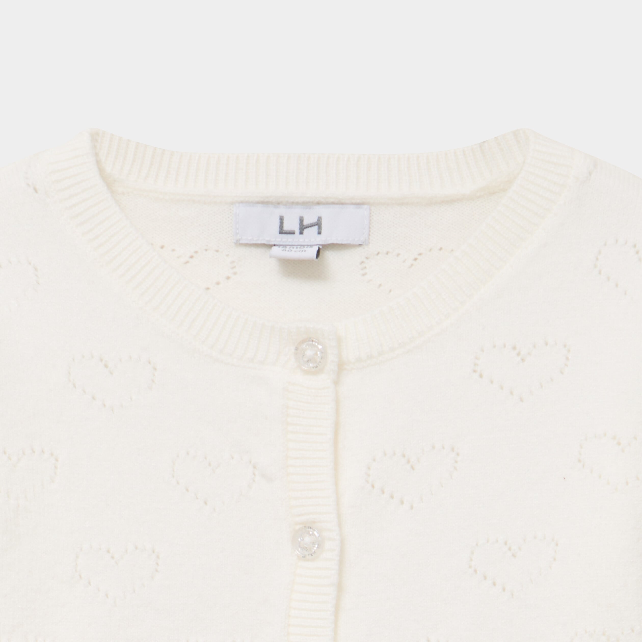 Gilet manches longues boutonn&eacute; blanc b&eacute;b&eacute; fille