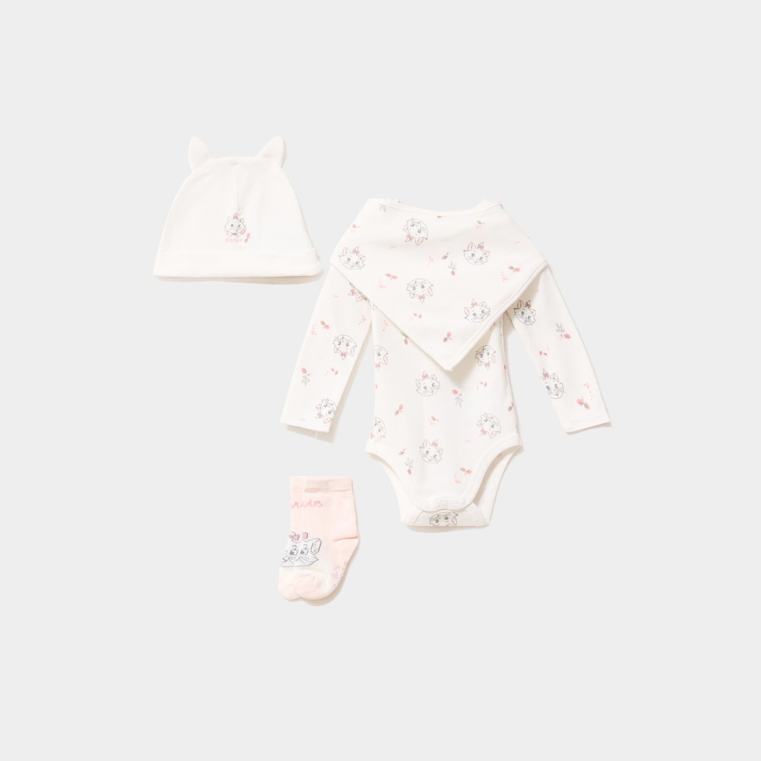 Ensemble naissance 4 pi&egrave;ces Aristochats blanc b&eacute;b&eacute;