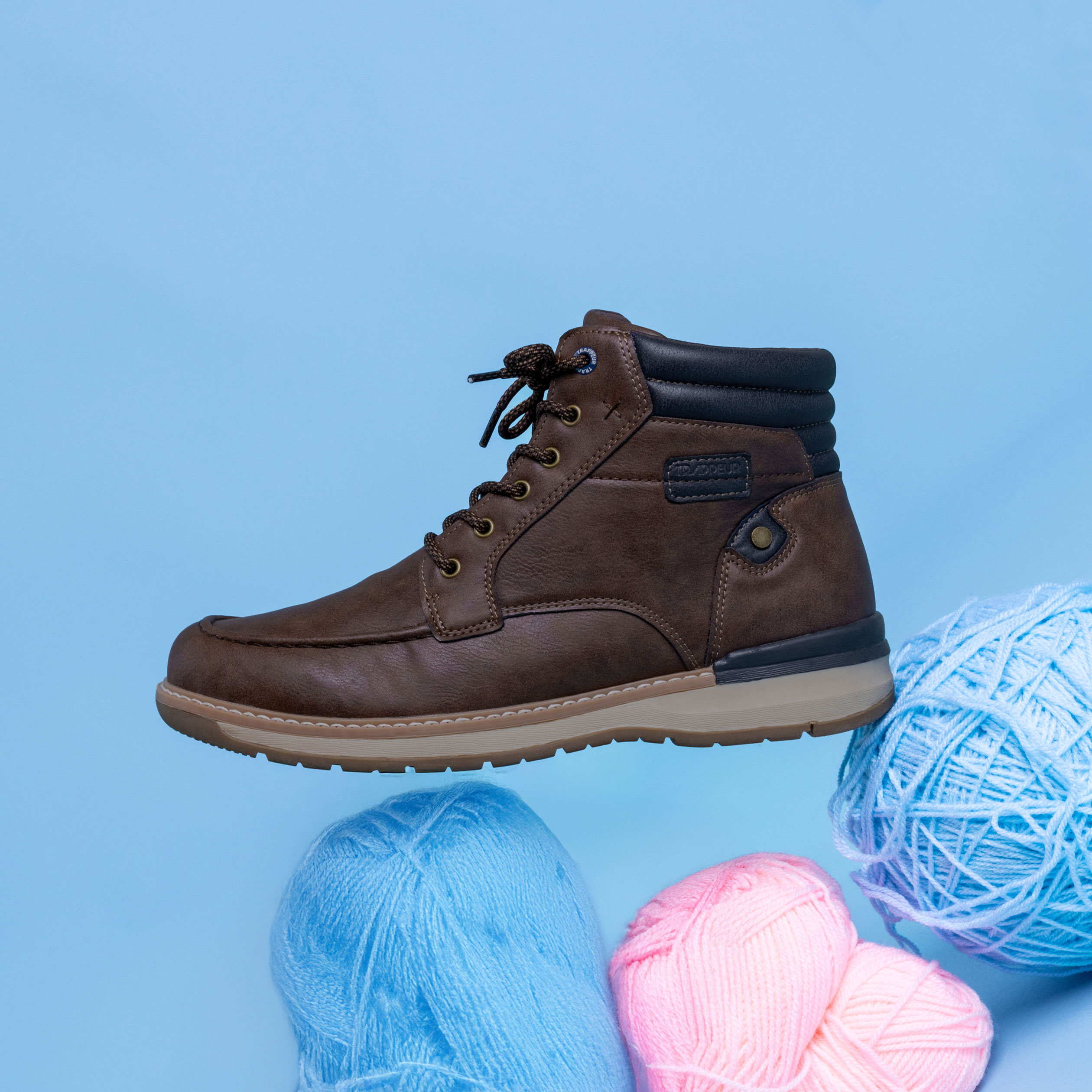 Bottines avec lacets marron homme