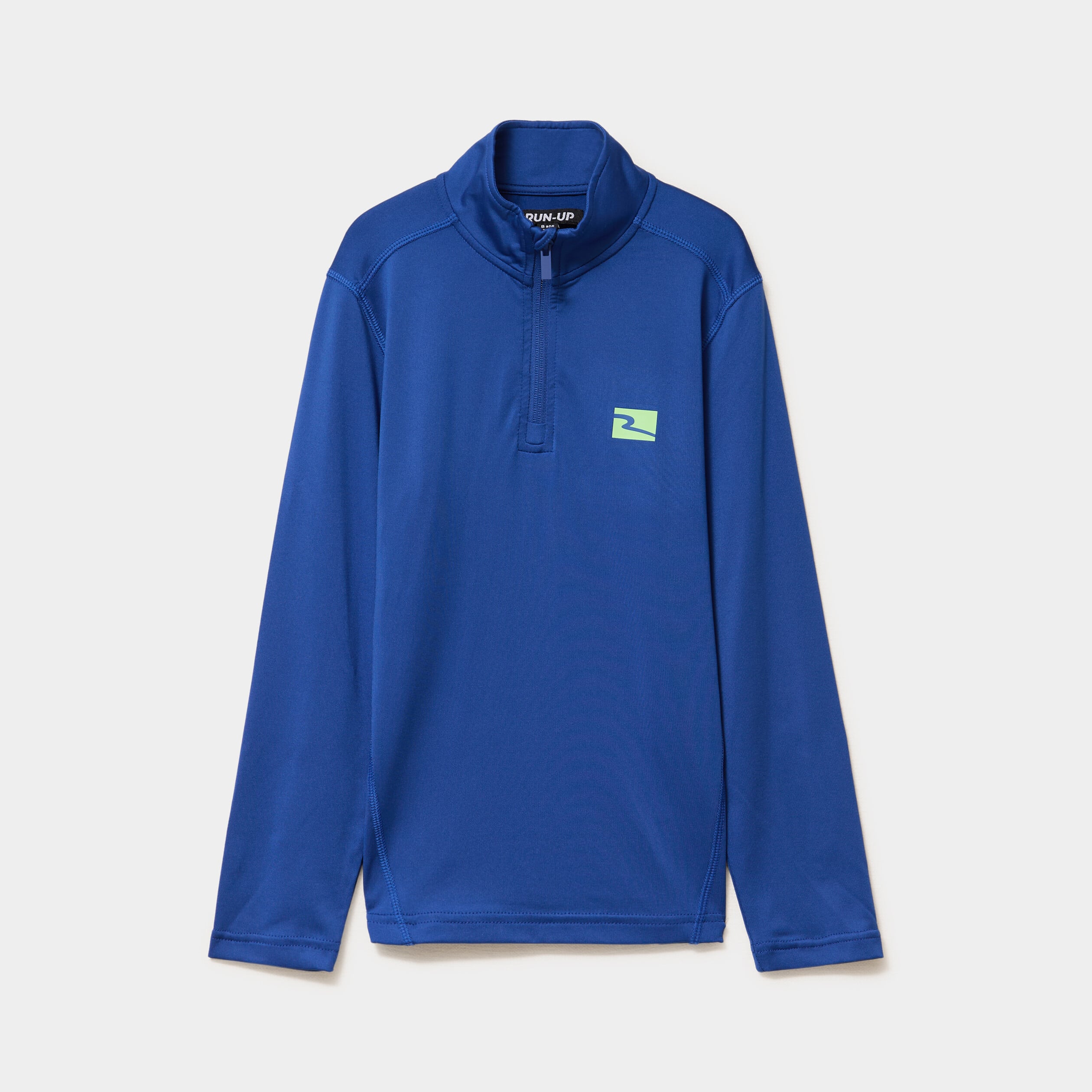 T-shirt sport col camionneur zipp&eacute; bleu electrique gar&ccedil;on