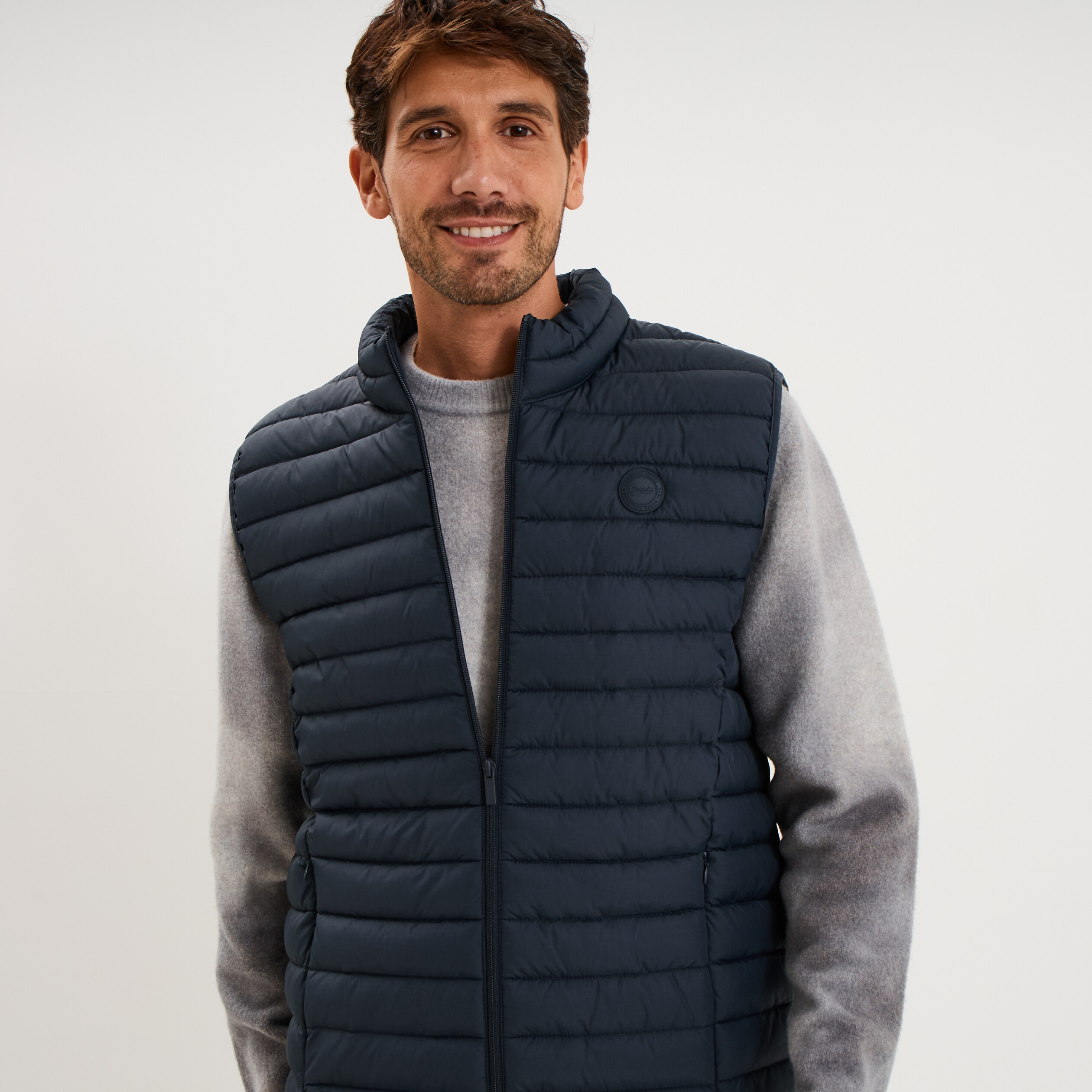 Doudoune sans manches l&eacute;g&egrave;re d&eacute;perlante bleu marine homme