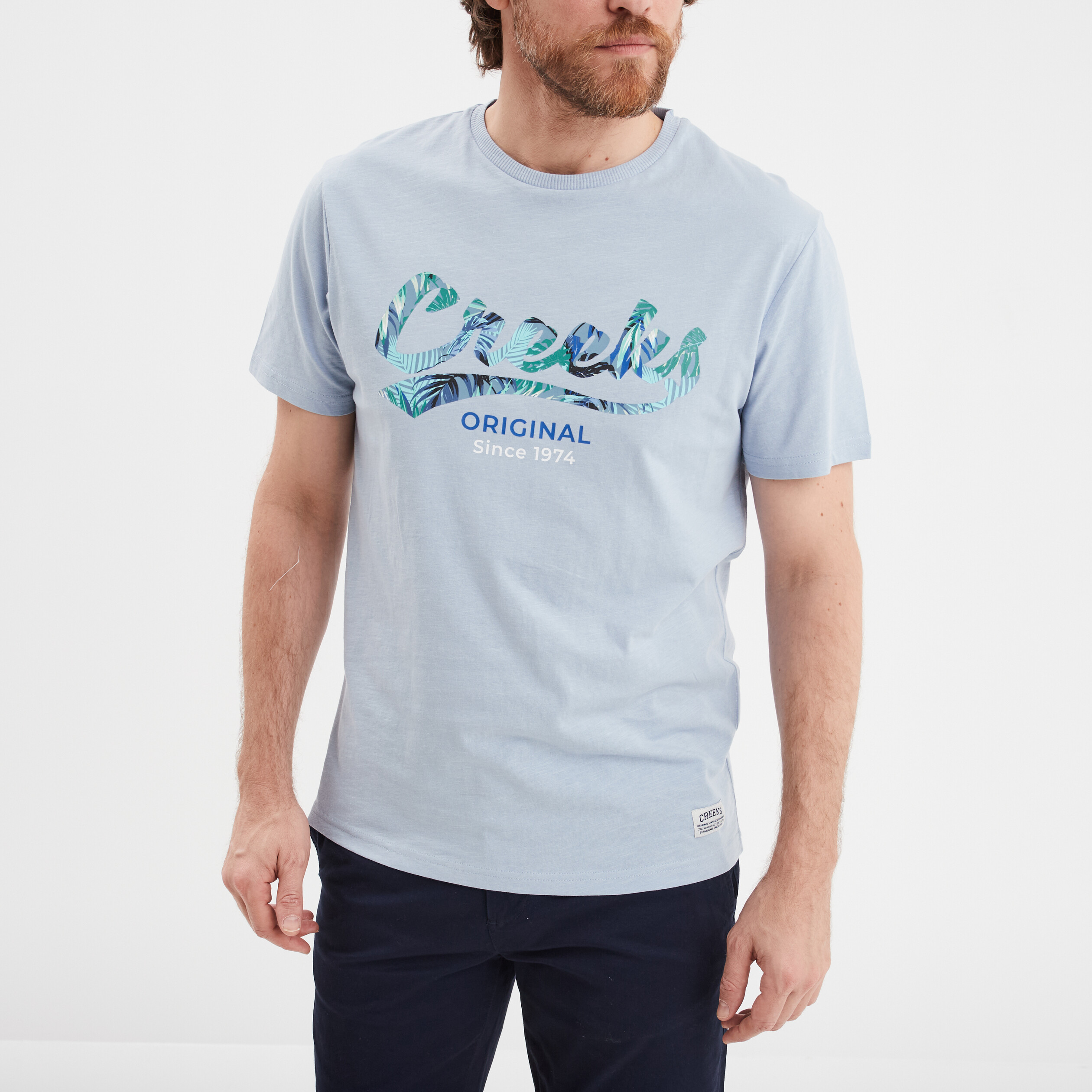 t shirt manches courtes col rond creeks bleu ciel homme T-shirt manches courtes col rond Creeks bleu ciel homme