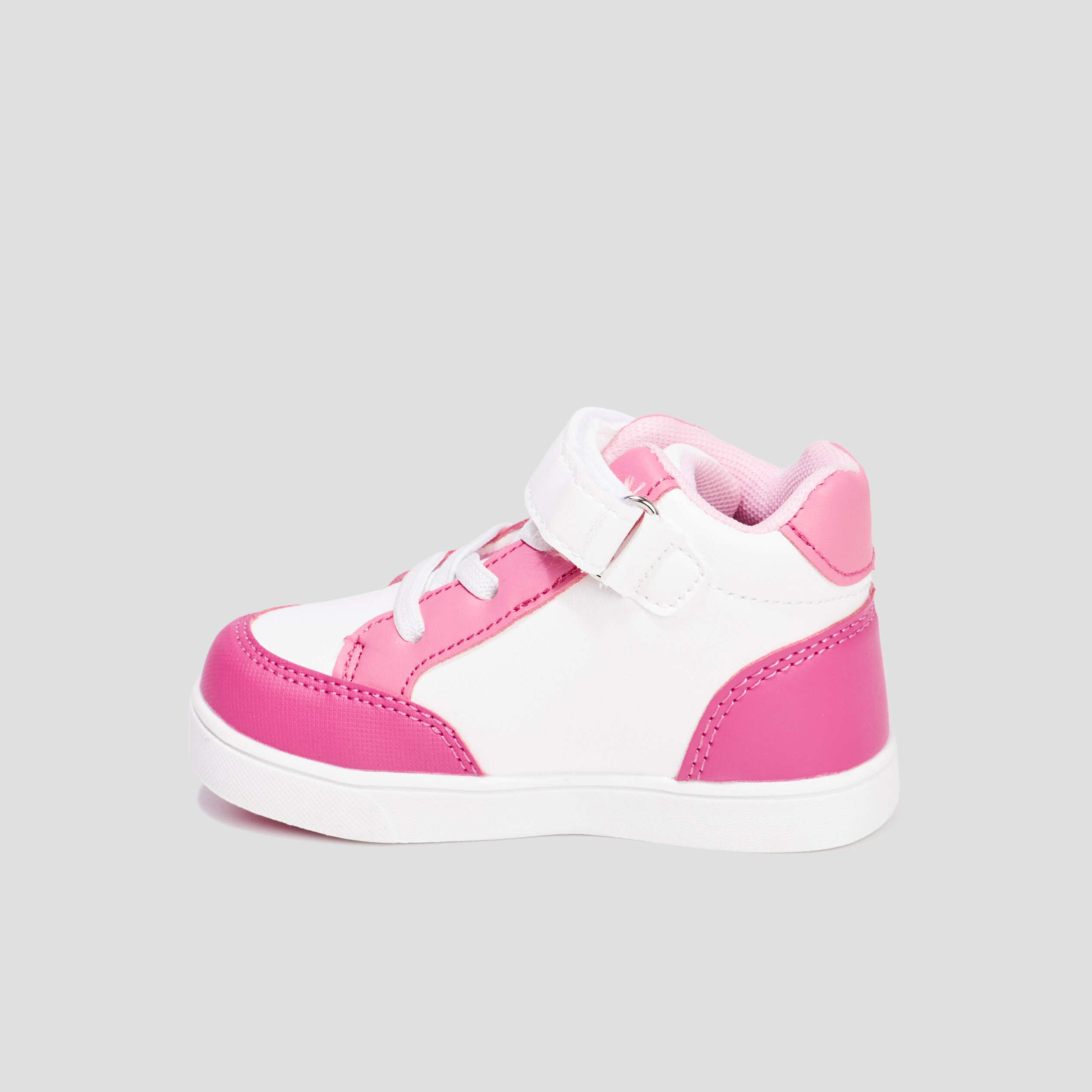Baskets montantes à scratchs Kicone rose bébé fille