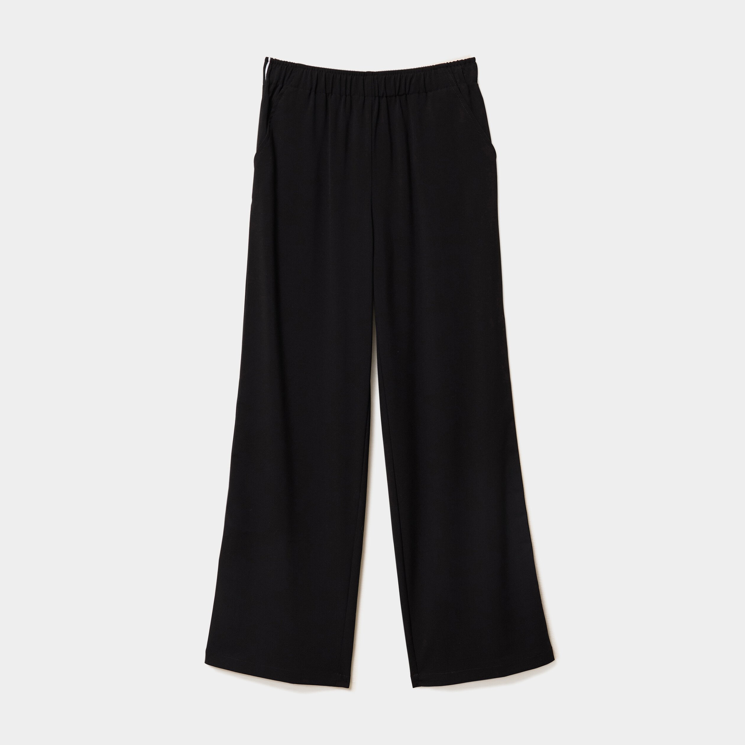 pantalon fluide elastique avec bandes noir femme Pantalon fluide élastiqué avec bandes noir femme