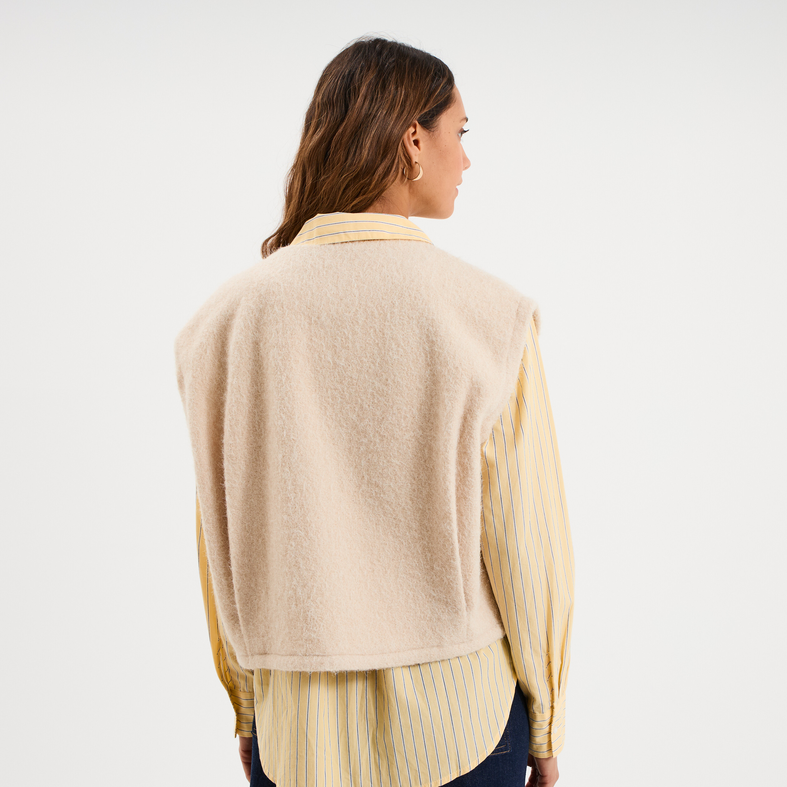 Veste sans manches sable femme
