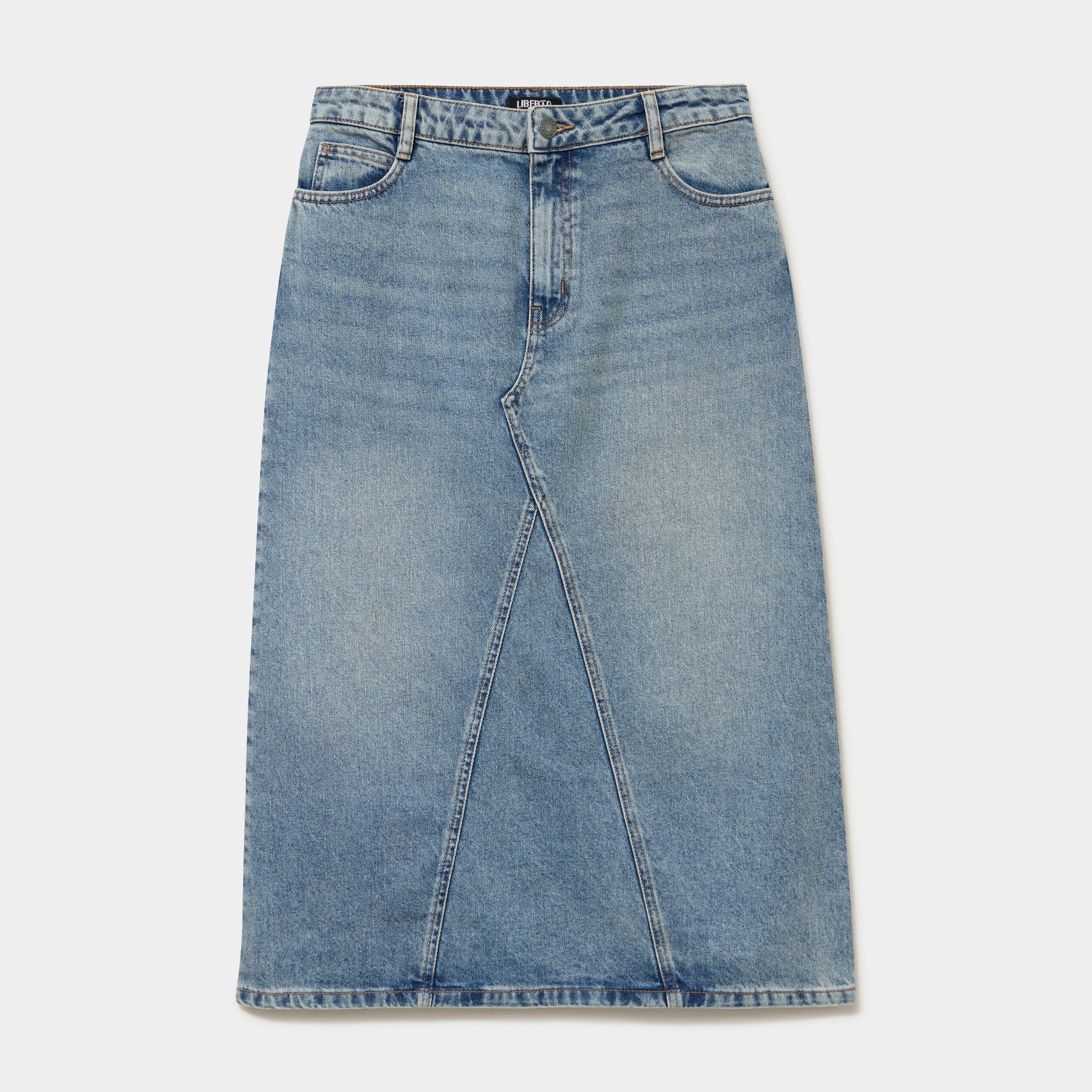 Jupe en jean longue droite coton denim dirty femme