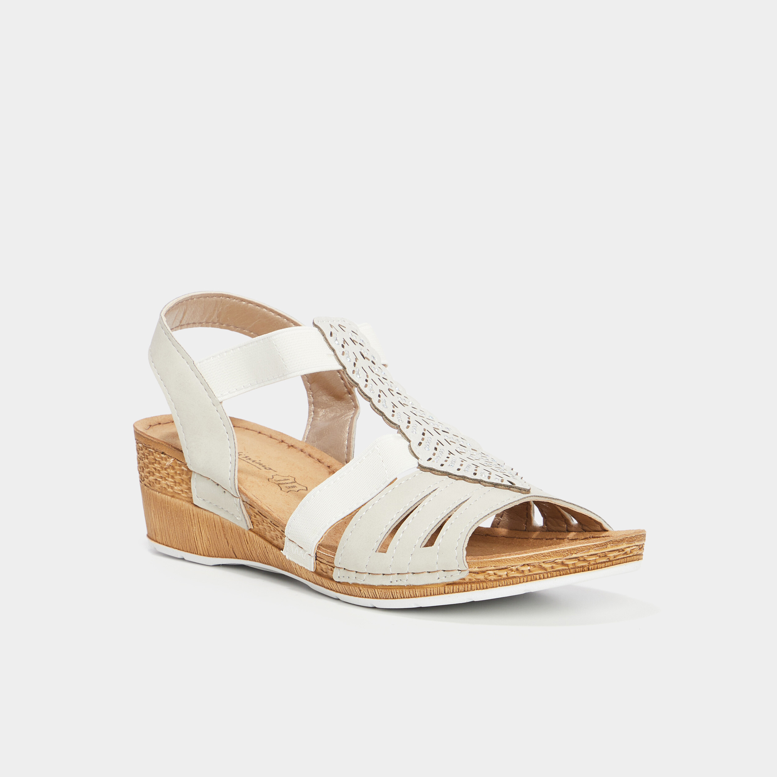 sandales compensees cuir confortissimo blanc femme Sandales compensées cuir Confortissimo blanc femme