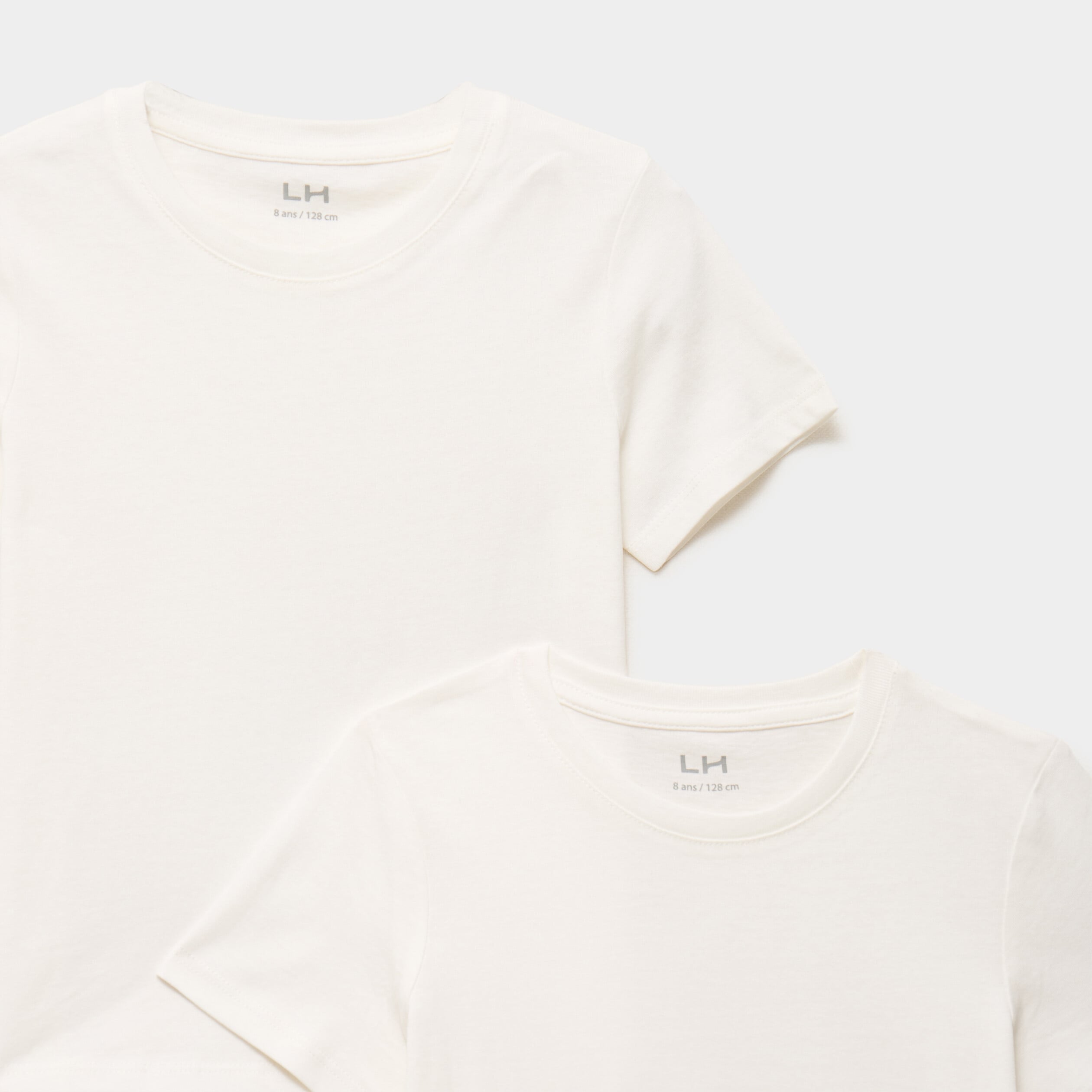 Lot 2 t-shirts manches courtes coton ivoire fille