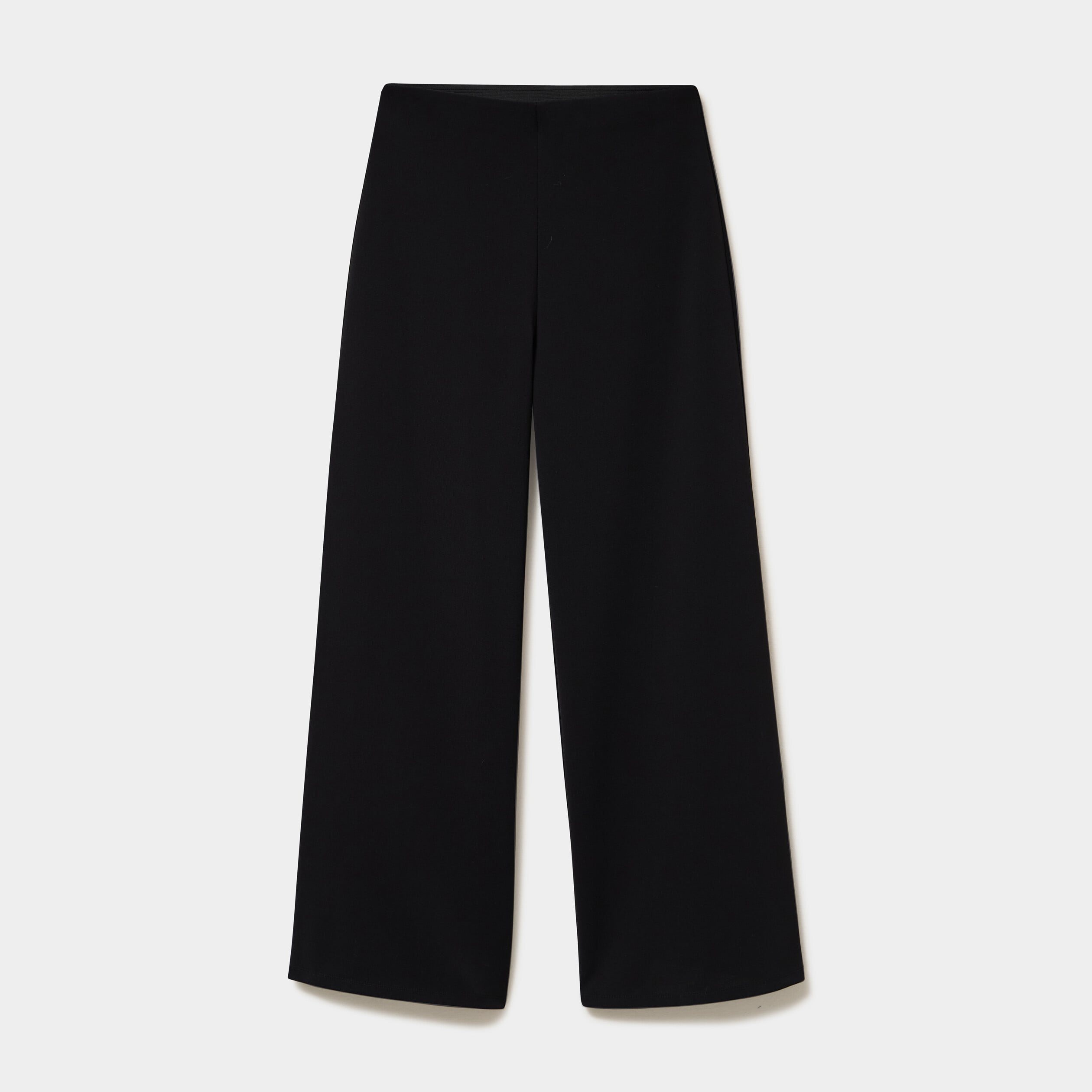 Pantalon large fluide taille haute noir femme