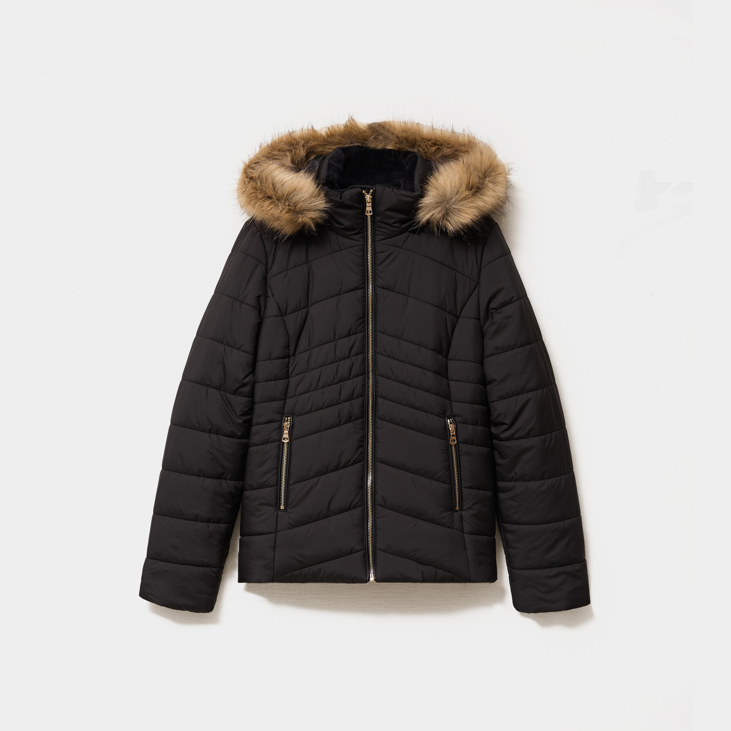 Doudoune zippée capuche amovible noir femme La Halle