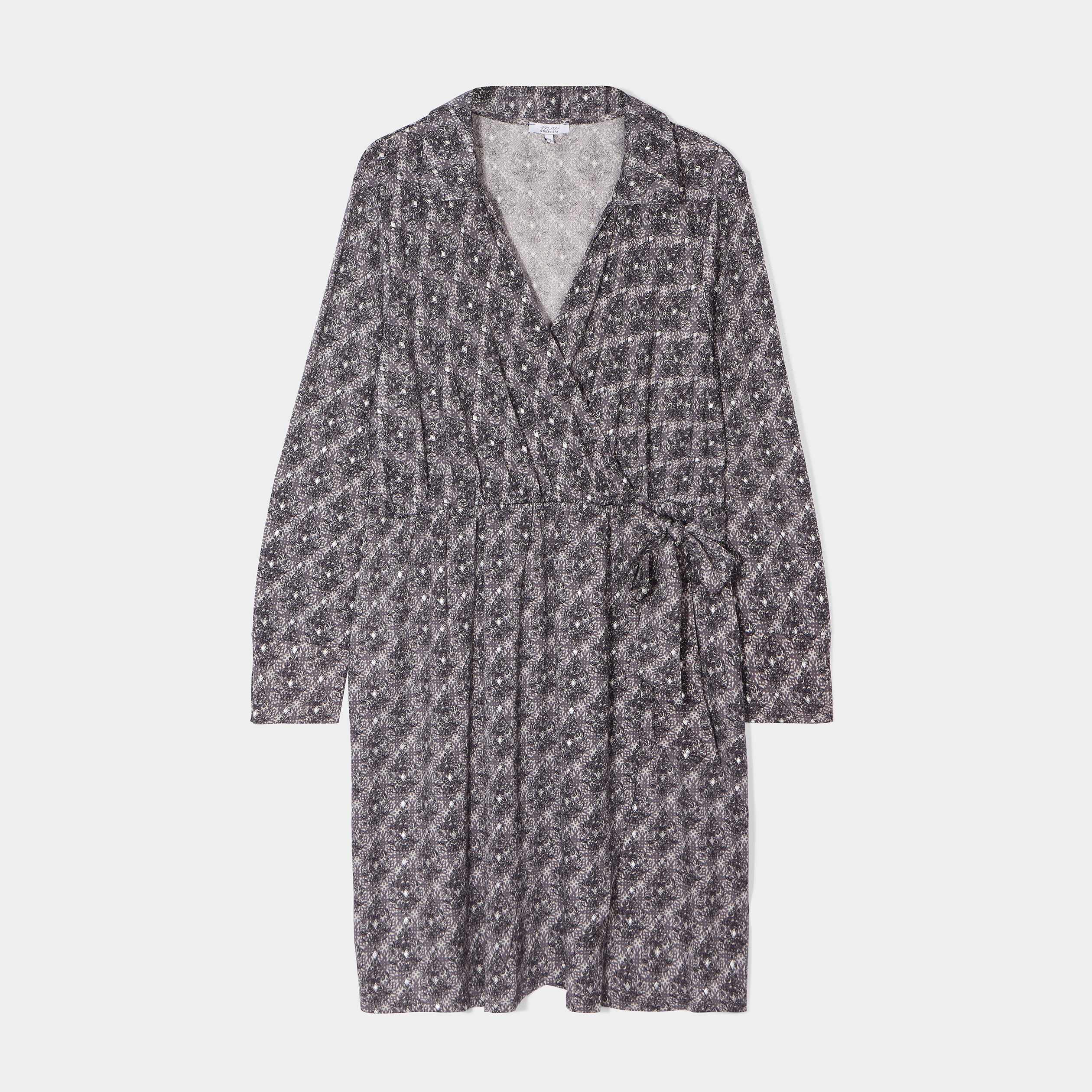 Robe droite col cache-coeur avec noeud noir femme grande taille