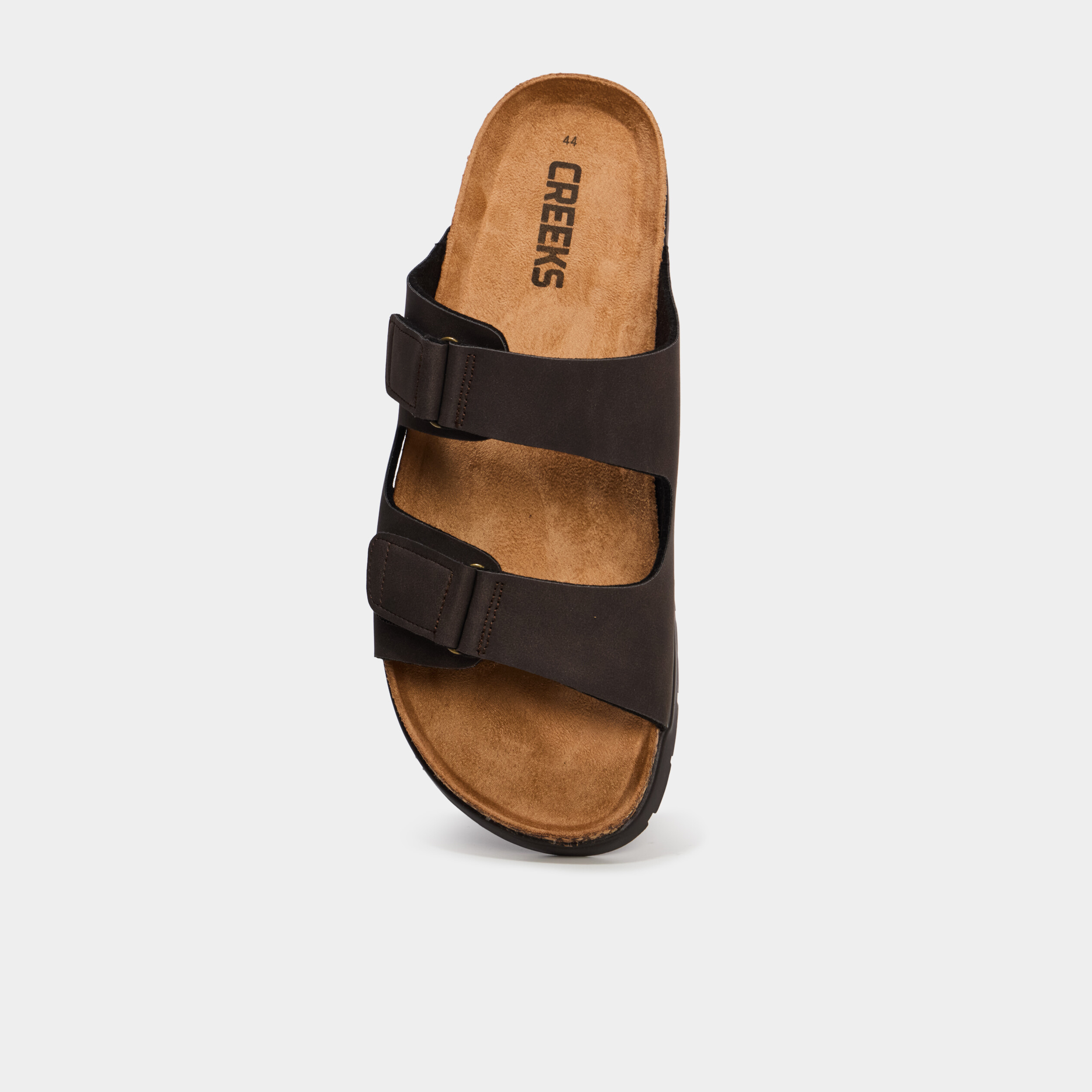 Mules double brides &agrave; scratchs marron homme
