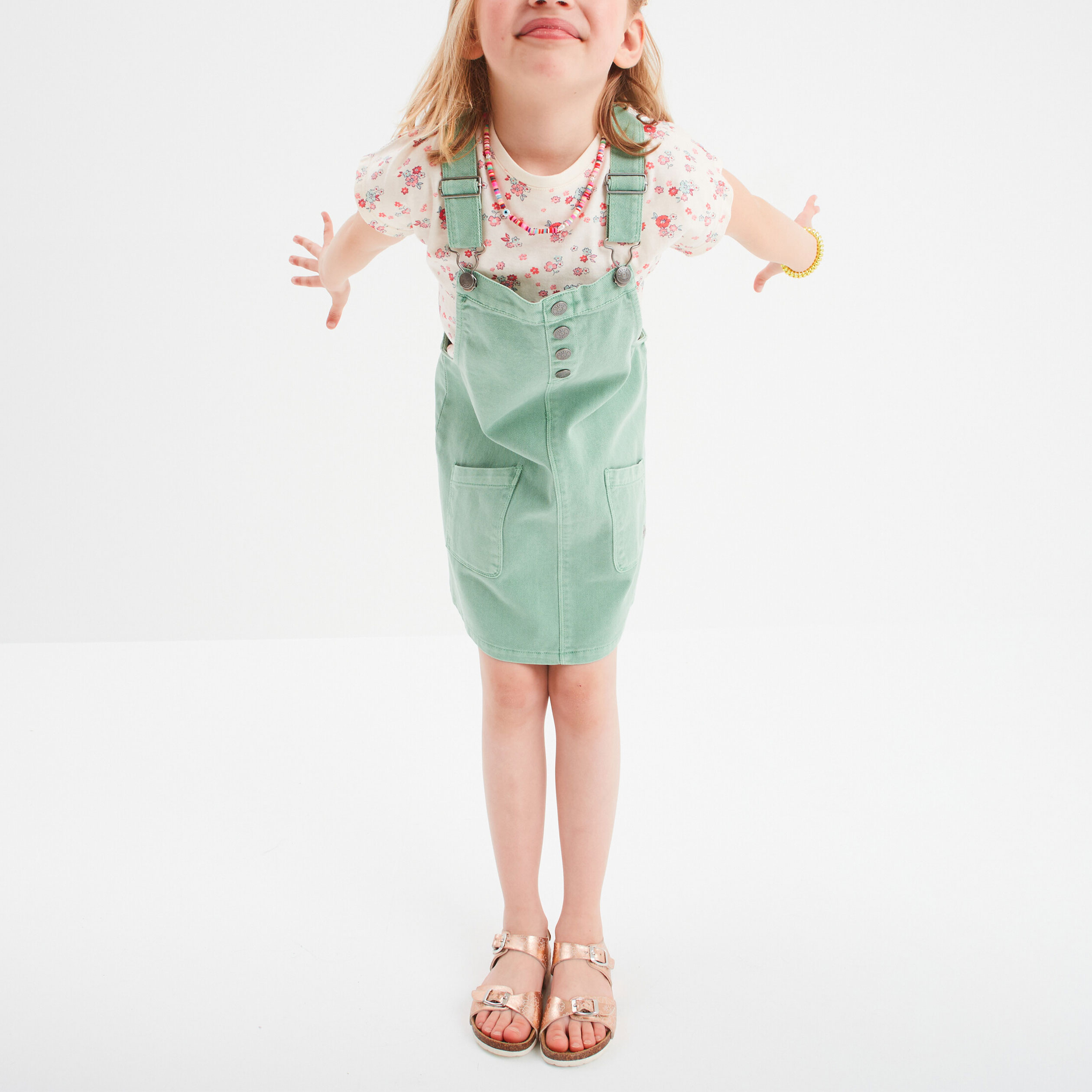 ensemble robe salopette t shirt creeks vert pastel fille Ensemble robe salopette t-shirt Creeks vert pastel fille