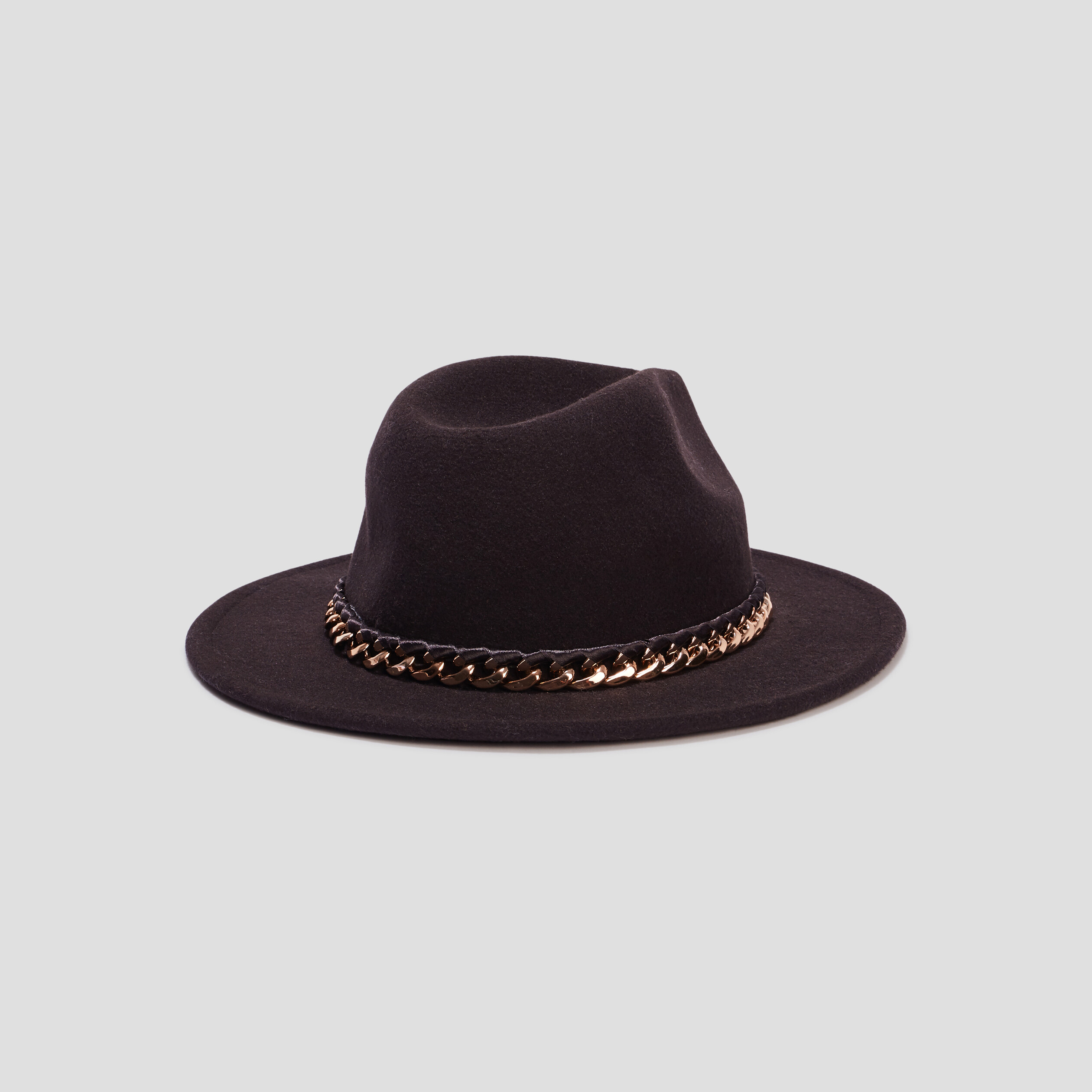 Chapeau large avec chaîne noir femme