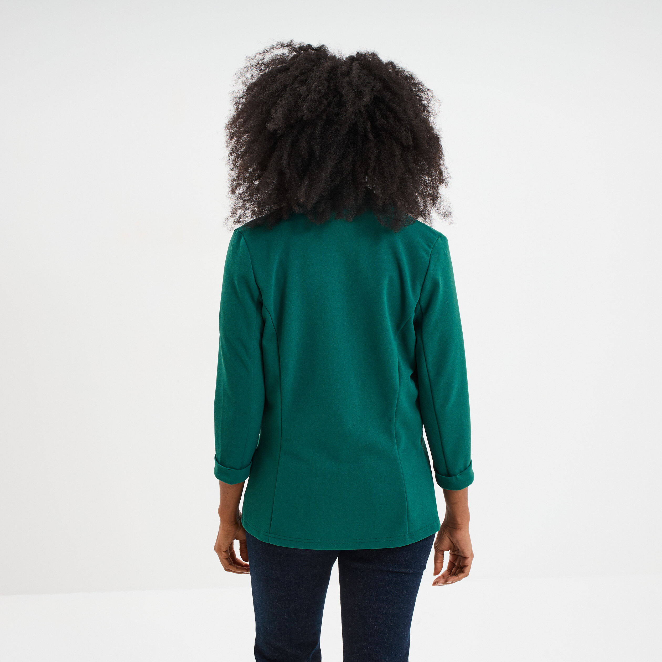 veste blazer cintre manches 34 vert fonce femme Veste blazer cintré manches 3/4 vert foncé femme