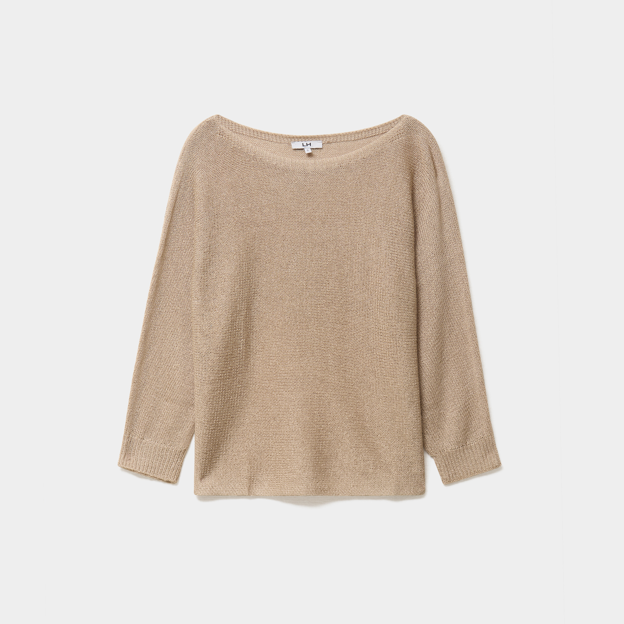 Pull droit col rond manches longues sable femme